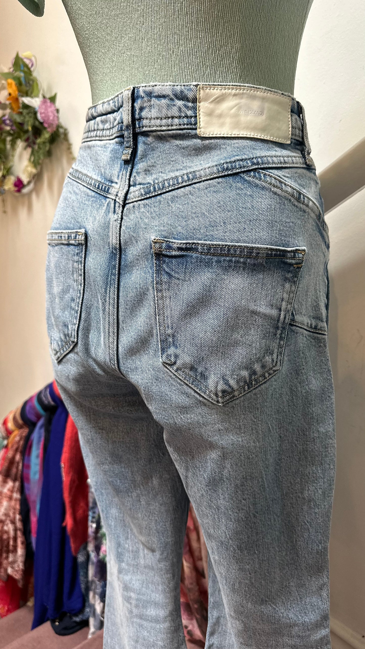 River Island Bootcut High Waist Distressed Denim Size 14 Jeans