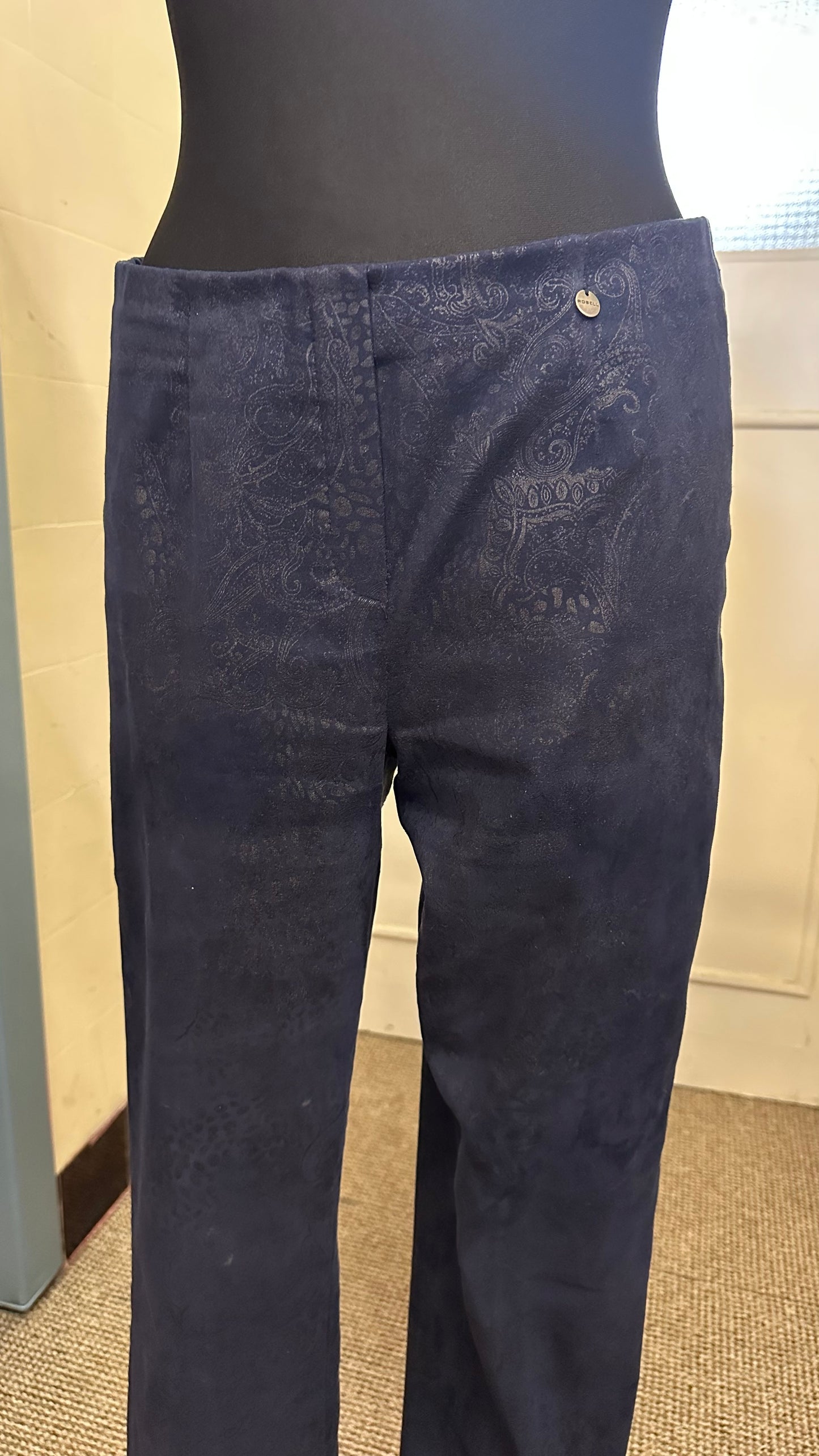 Robell Navy Stretchy Trousers Size 12