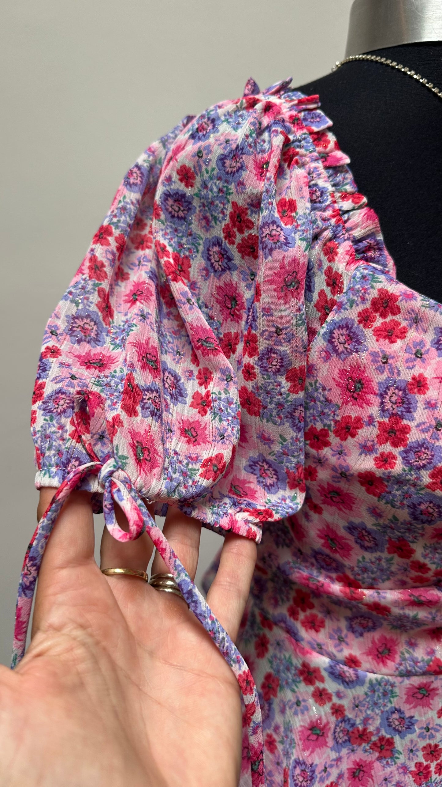 Pink Floral Sweetheart Top Size 8