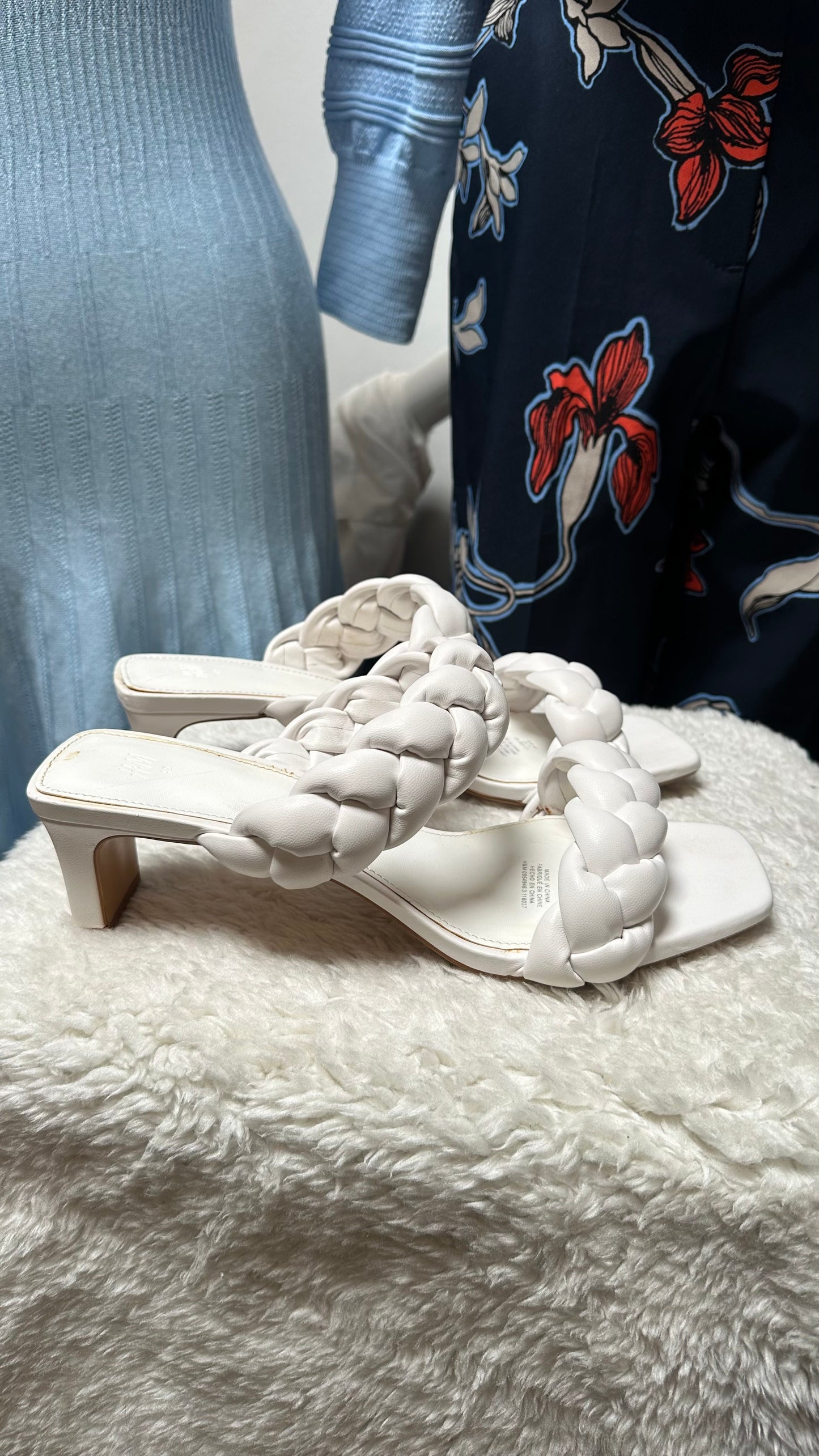 H&M White Braided Mules Size 7.5 (EU 42)