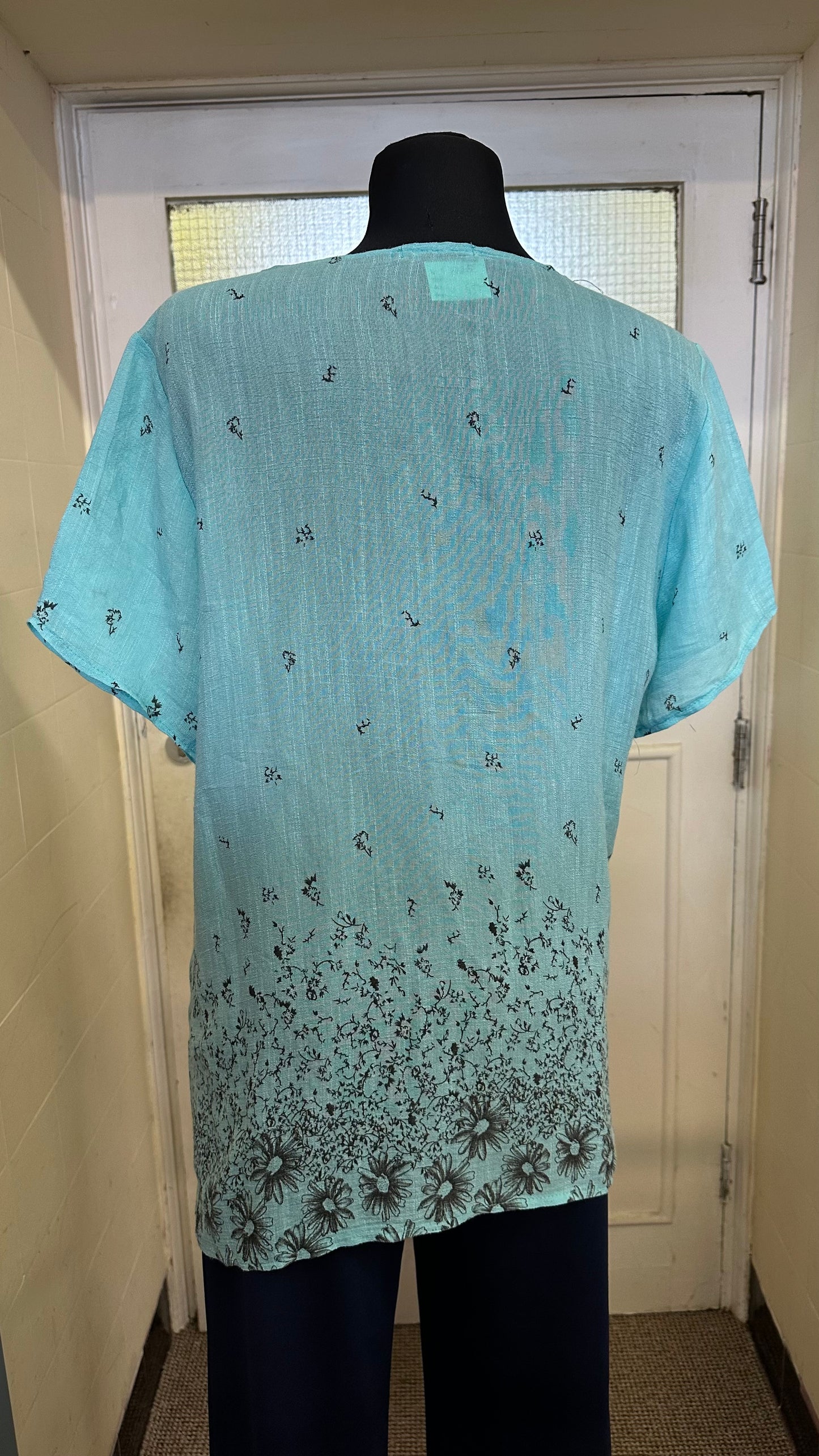 Turquoise 100% Cotton Sparkle Top Best Fit Size L/XL