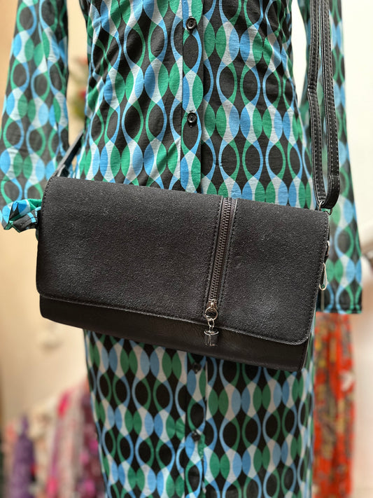 Black Faux Suede Clutch