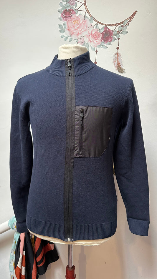 Indicode Navy Zip Up Sweater Size S