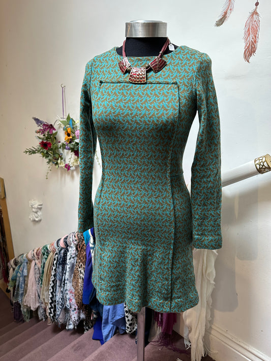 Designer Orla Kiely 100% Wool Retro Dress Size 8