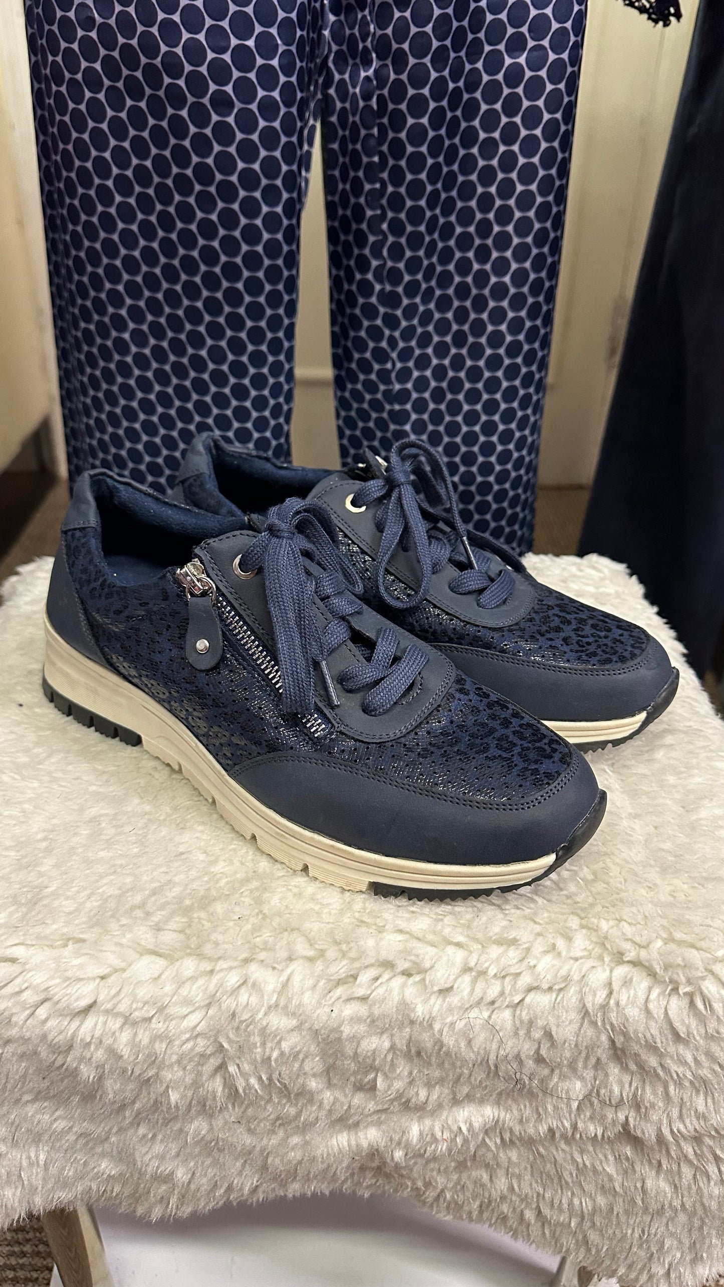 Pavers Navy Trainers Size 6.5 (EU 40)