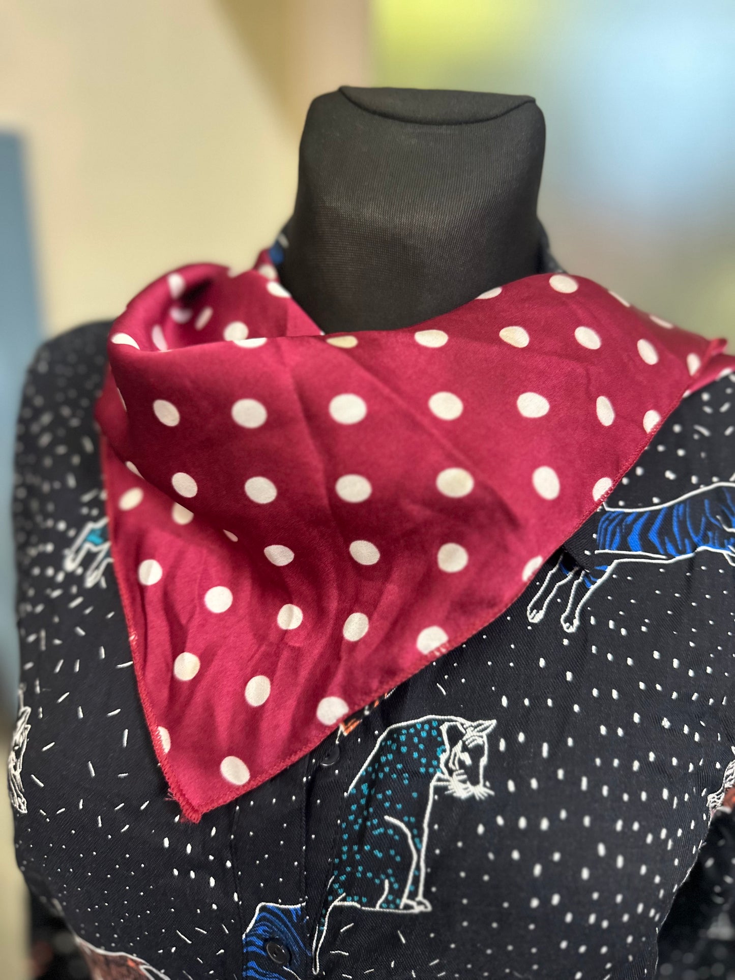 Wine Polkadot Neck Scarf