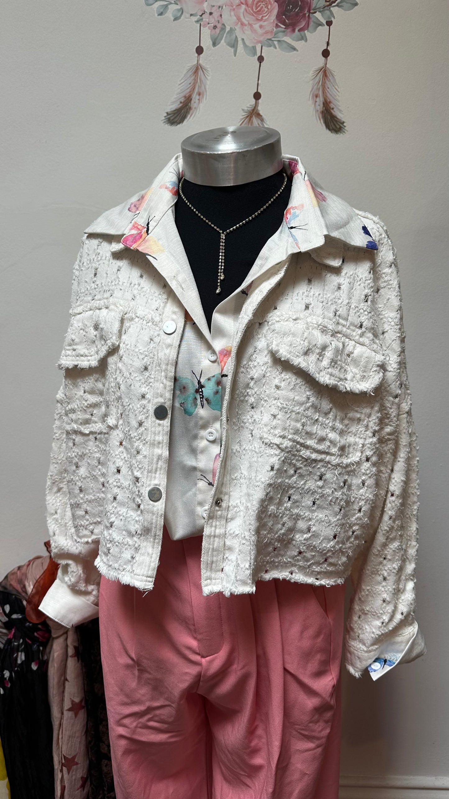 Gilly White Cotton Jacket Size M
