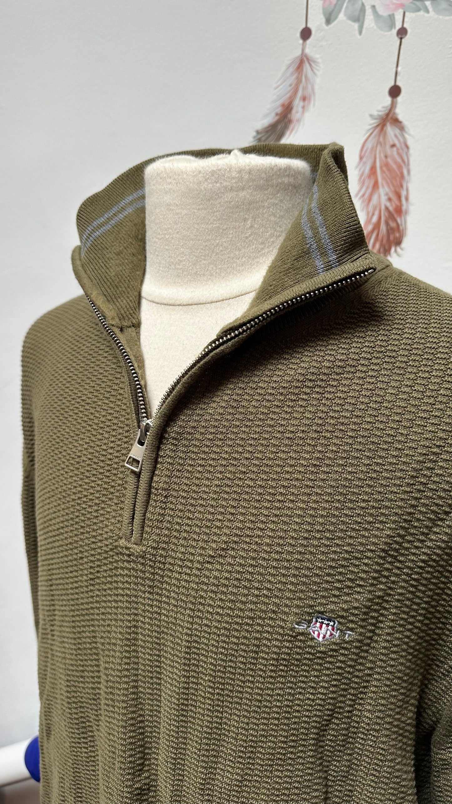 Gant Olive Green Quarter Zip Size 2XL