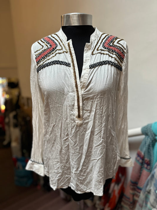 H&M Embroidered Blouse Size XS