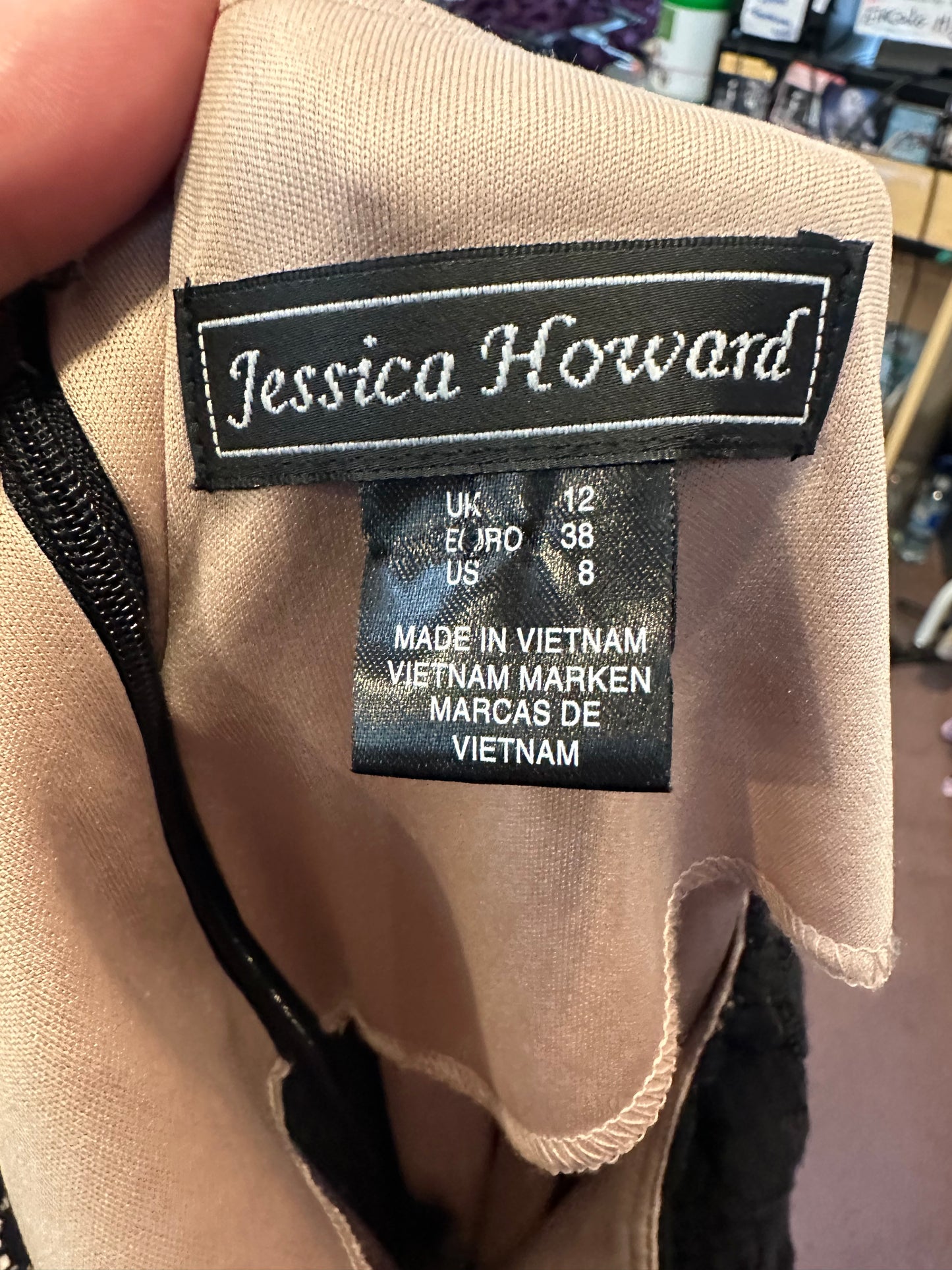 Designer Jessica Howard Lace Overlay Shift Dress Size 12