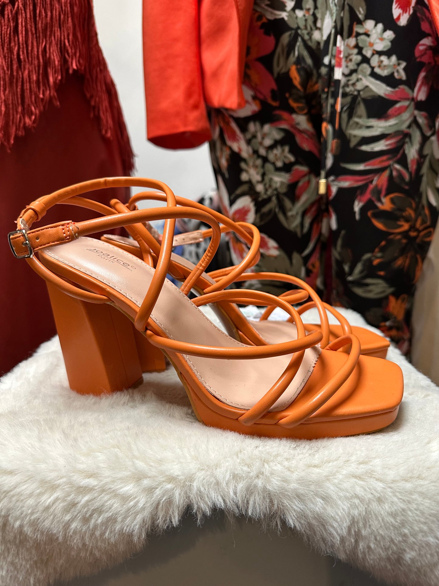 Orange Block Heels Size 6