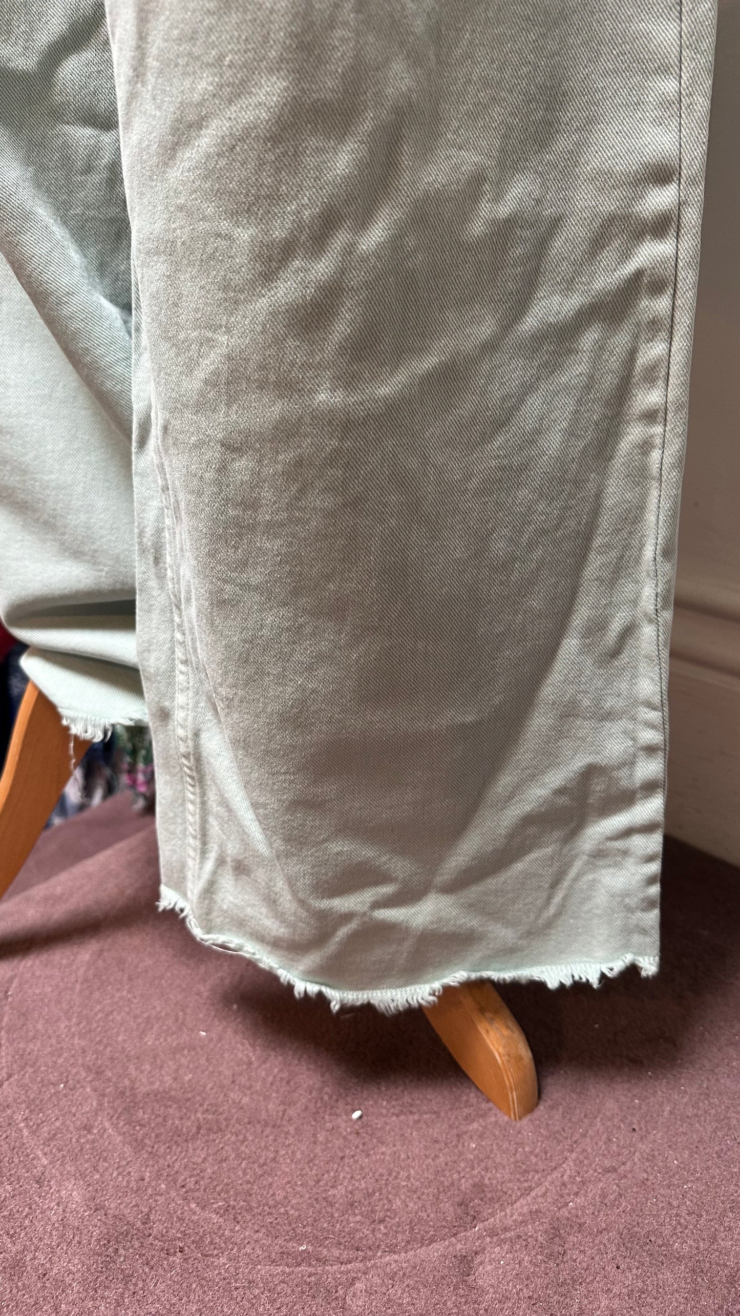 Dunnes Mint Green Crop Wide Leg Jeans Size 12