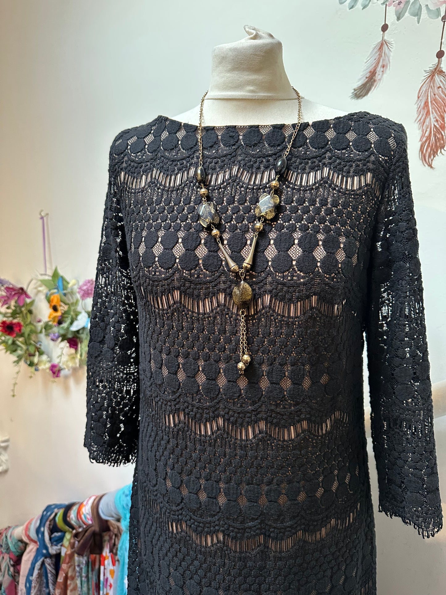 Designer Jessica Howard Lace Overlay Shift Dress Size 12