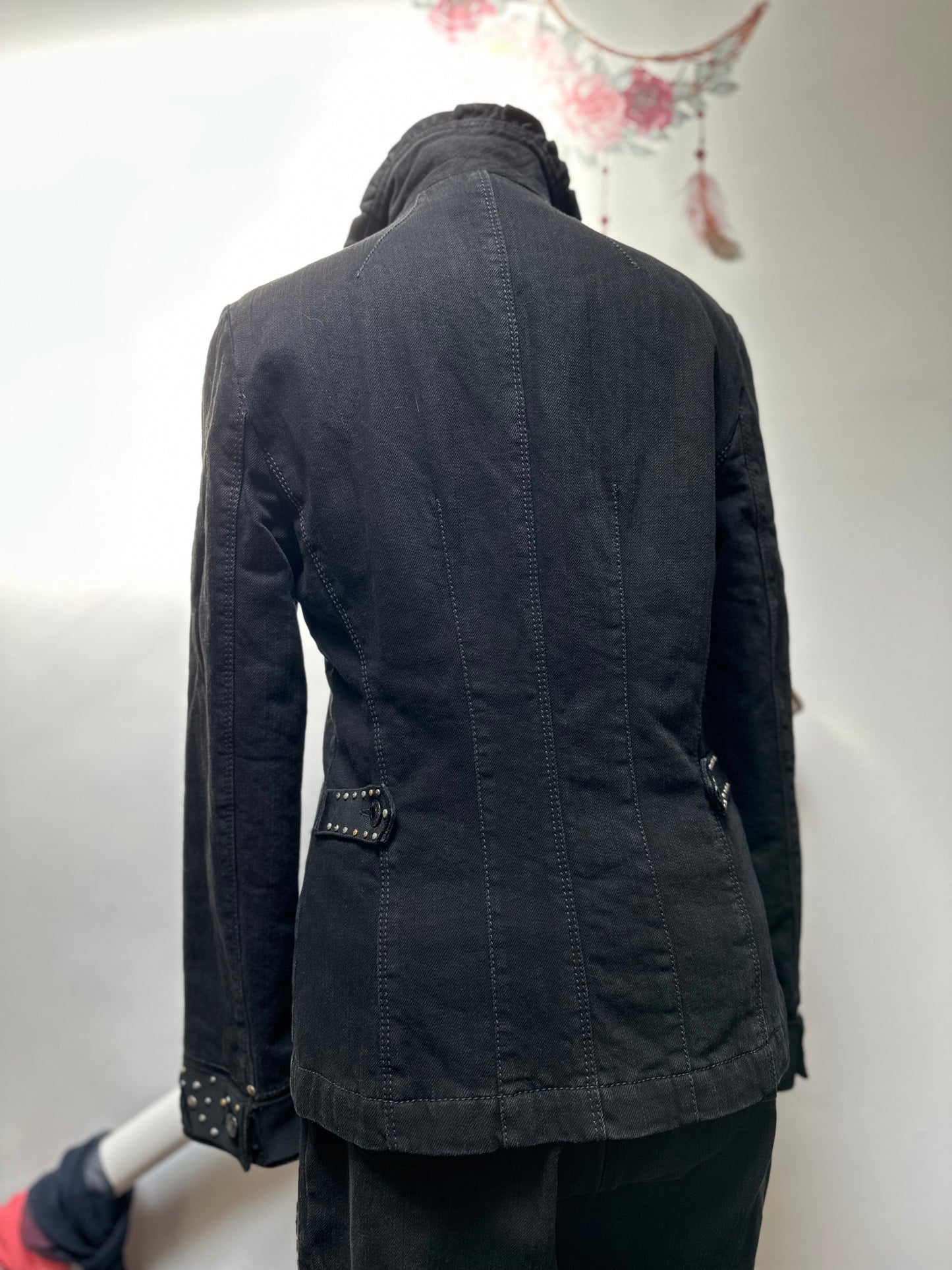 Designer Giorgio Grati Studded Denim Suit Best Fit Size 12 (1 Belt Loop needs a stitch)