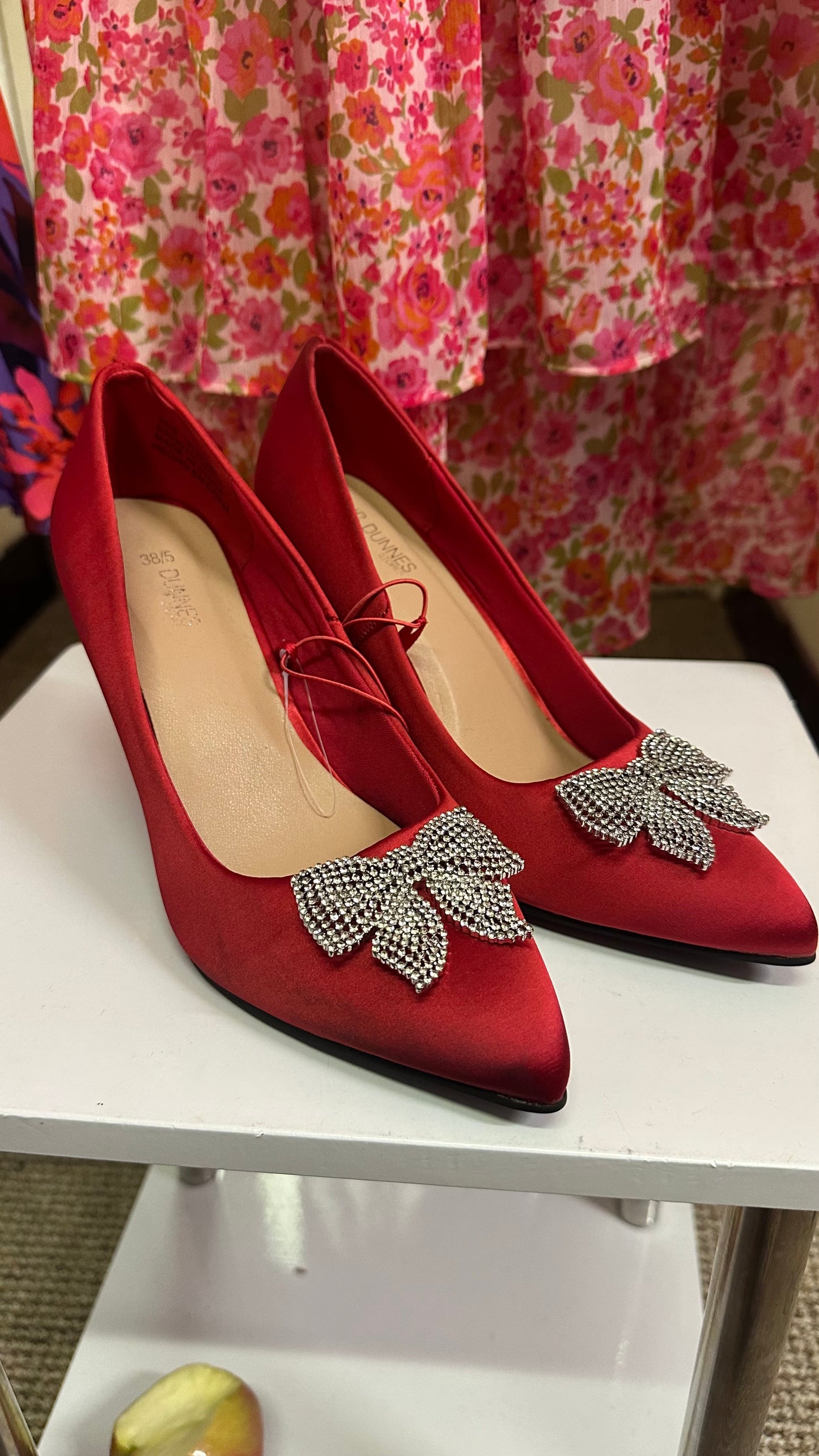Dunnes Red Bow Sparkle Heels New without Tags Size 5