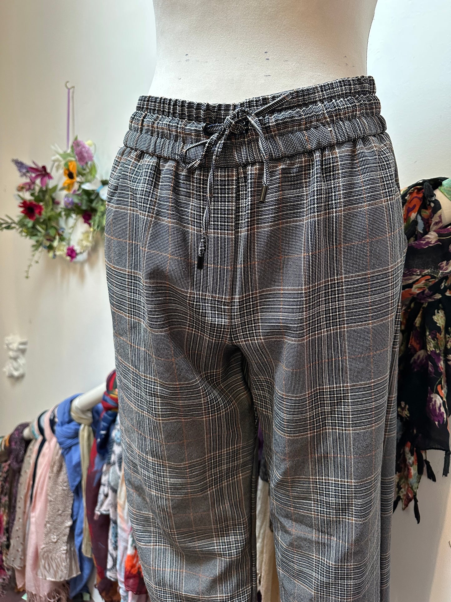 Primark Houndstooth Drawstring Trousers Size 14