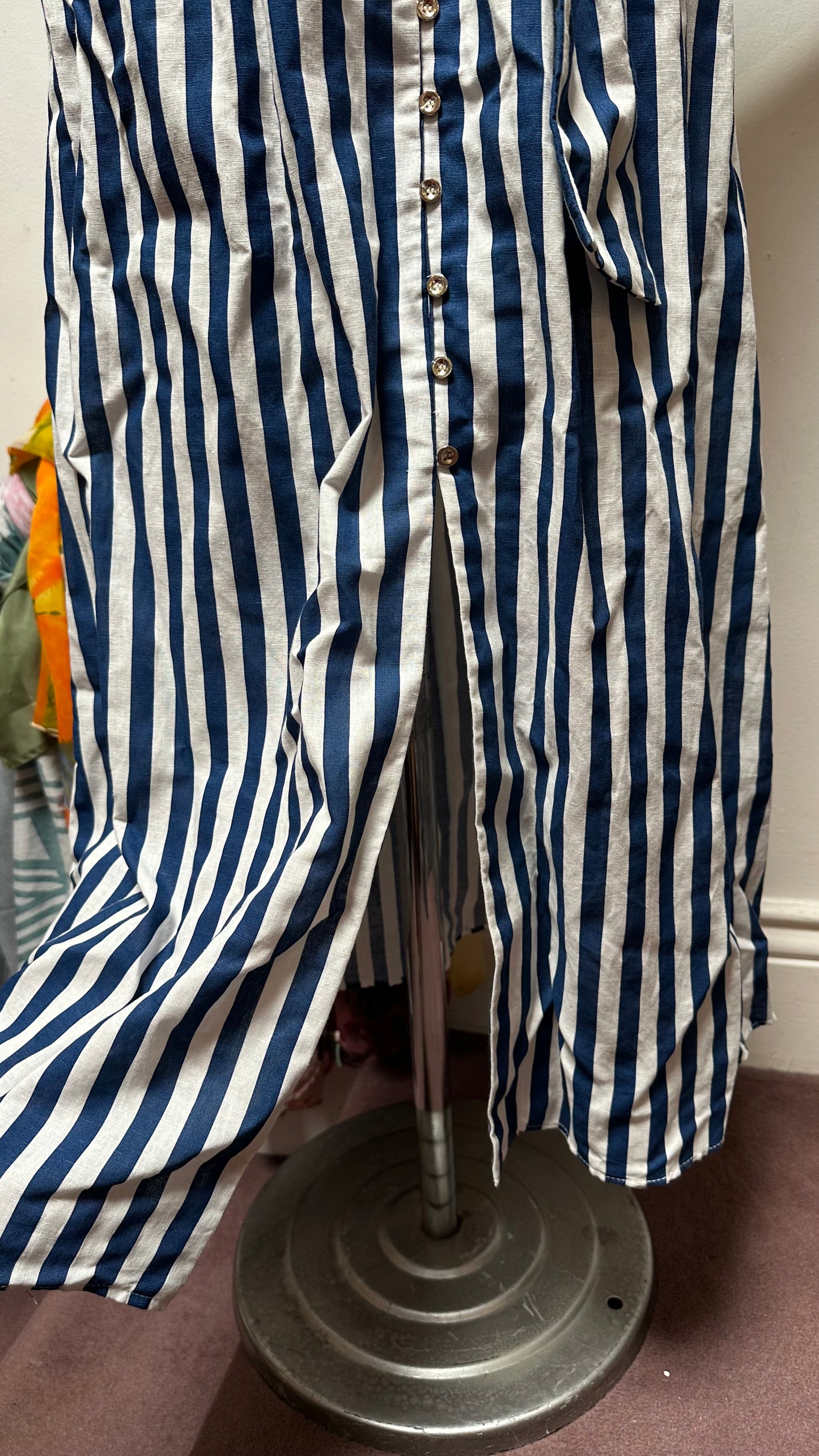 Zara Stripped Dress Linen/Cotton Blend Size S