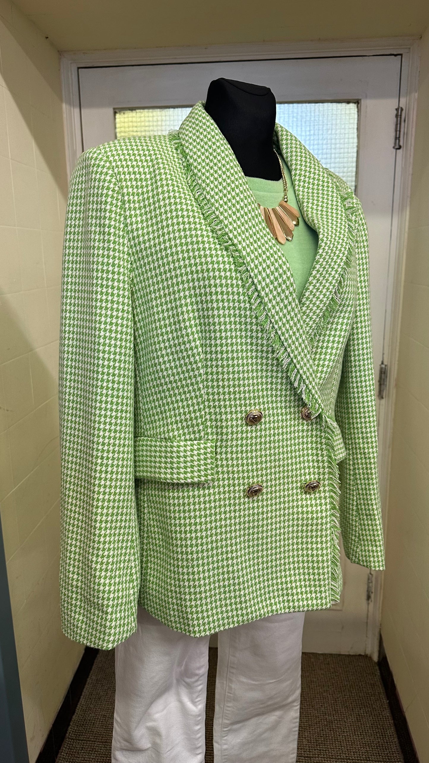 Carraig Donn Rowan Avenue Green Houndstooth Blazer Size XXL