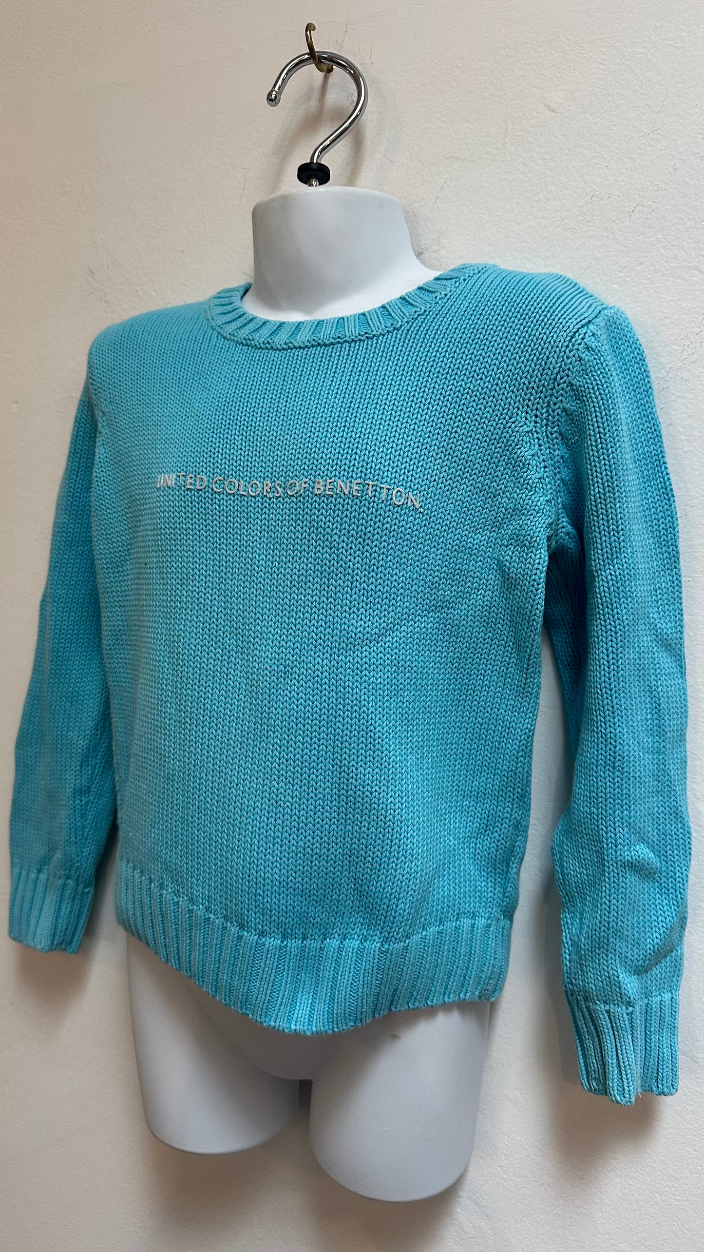 United Colors of Benetton Turquoise Knitted Sweater 100% Cotton Age 4
