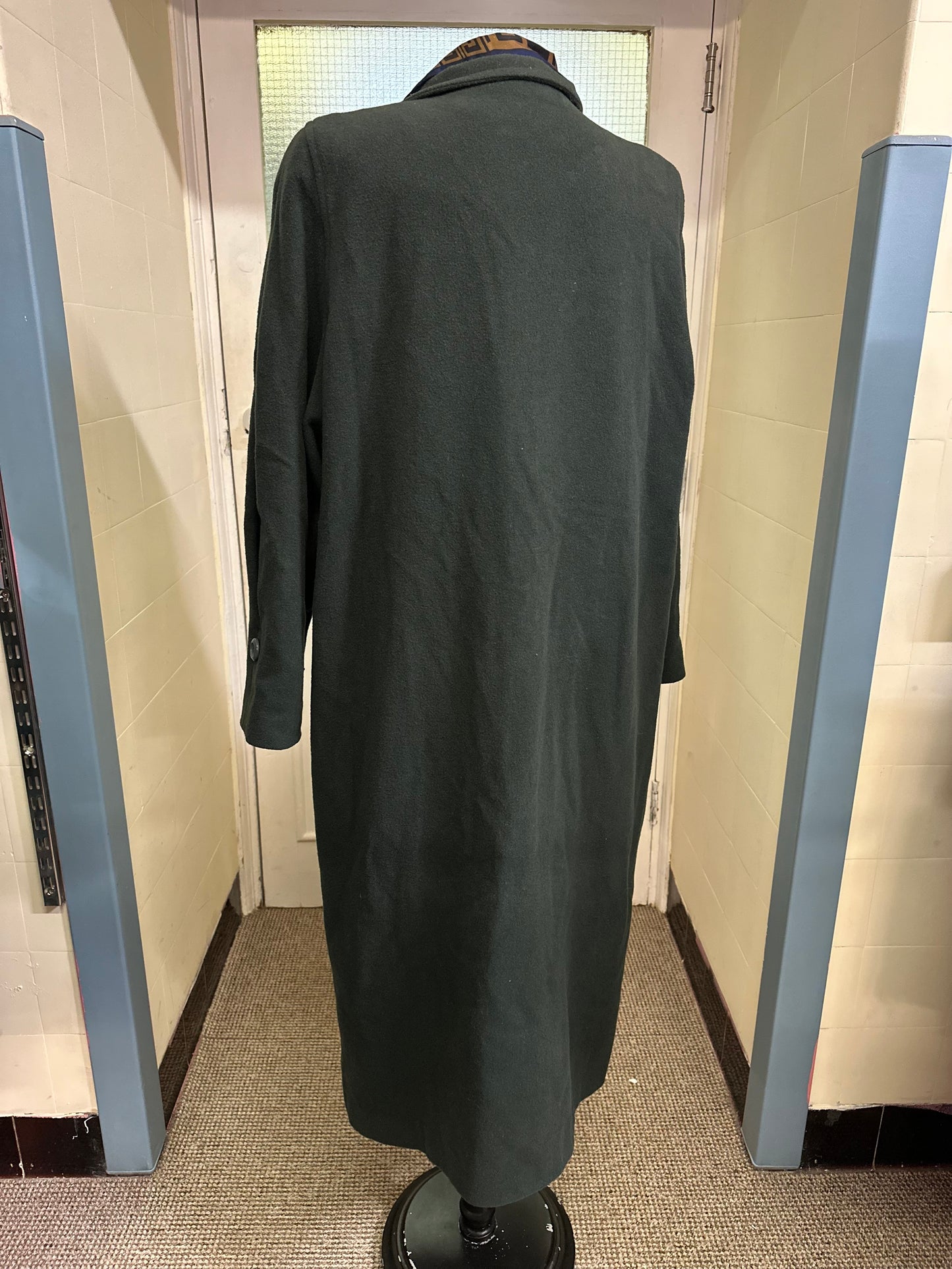 Pure Wool Forest Green Full Length Coat Size 16/18