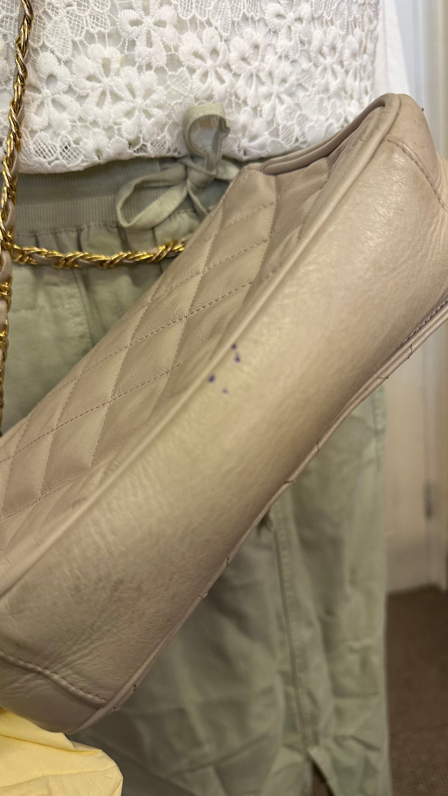 Vintage M&S Real Leather Cream Bag