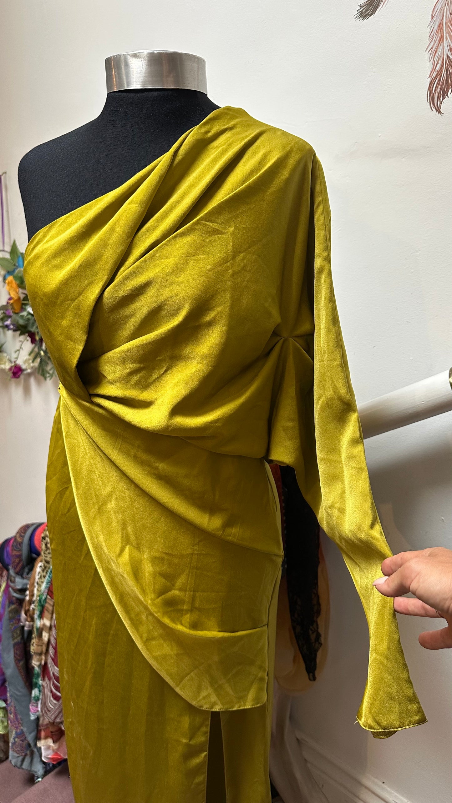 ASOS Olive/Khaki Asymmetric Dress Size S