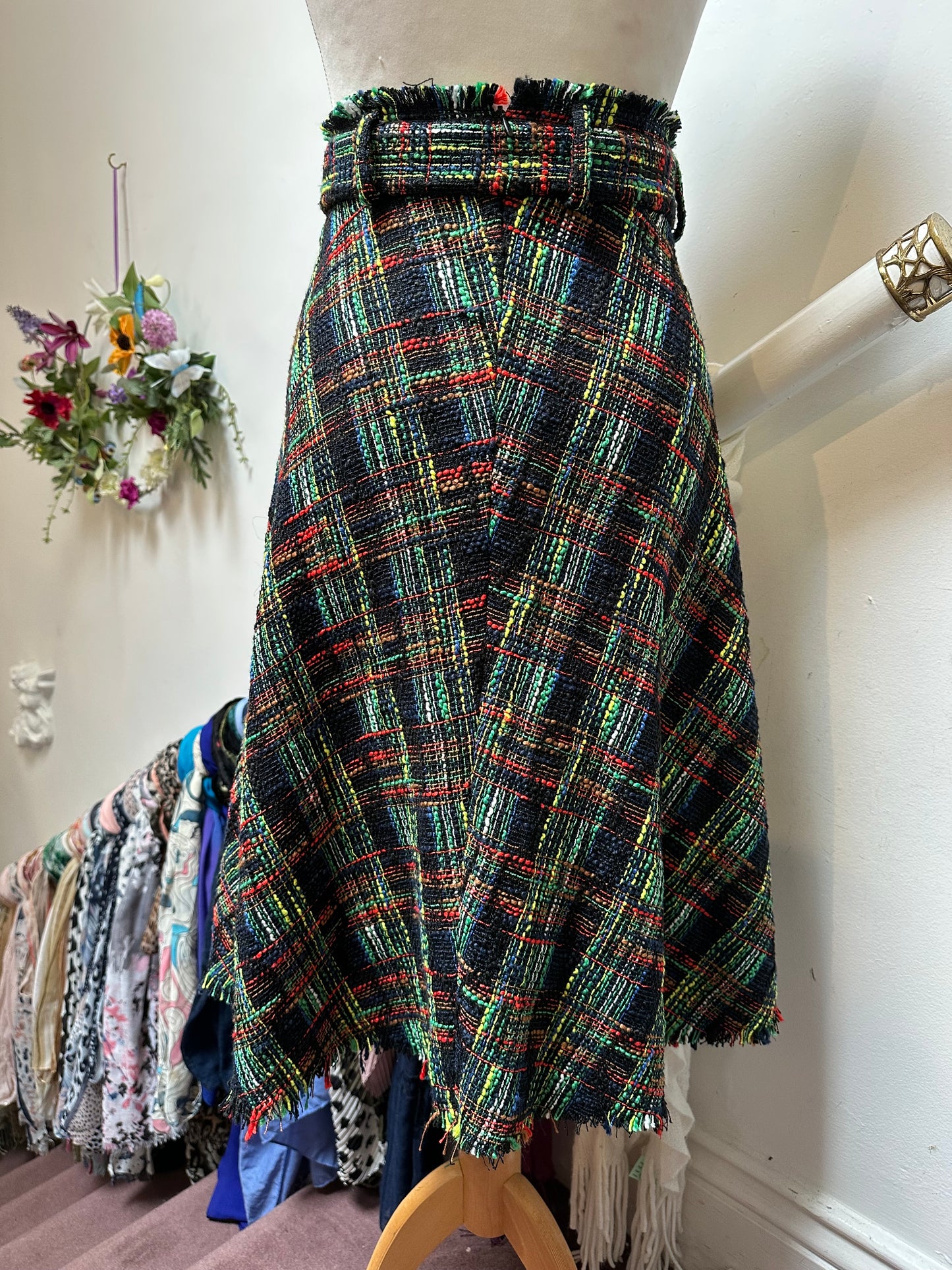 Zara Tweed-Like Fringed Skirt Size XS