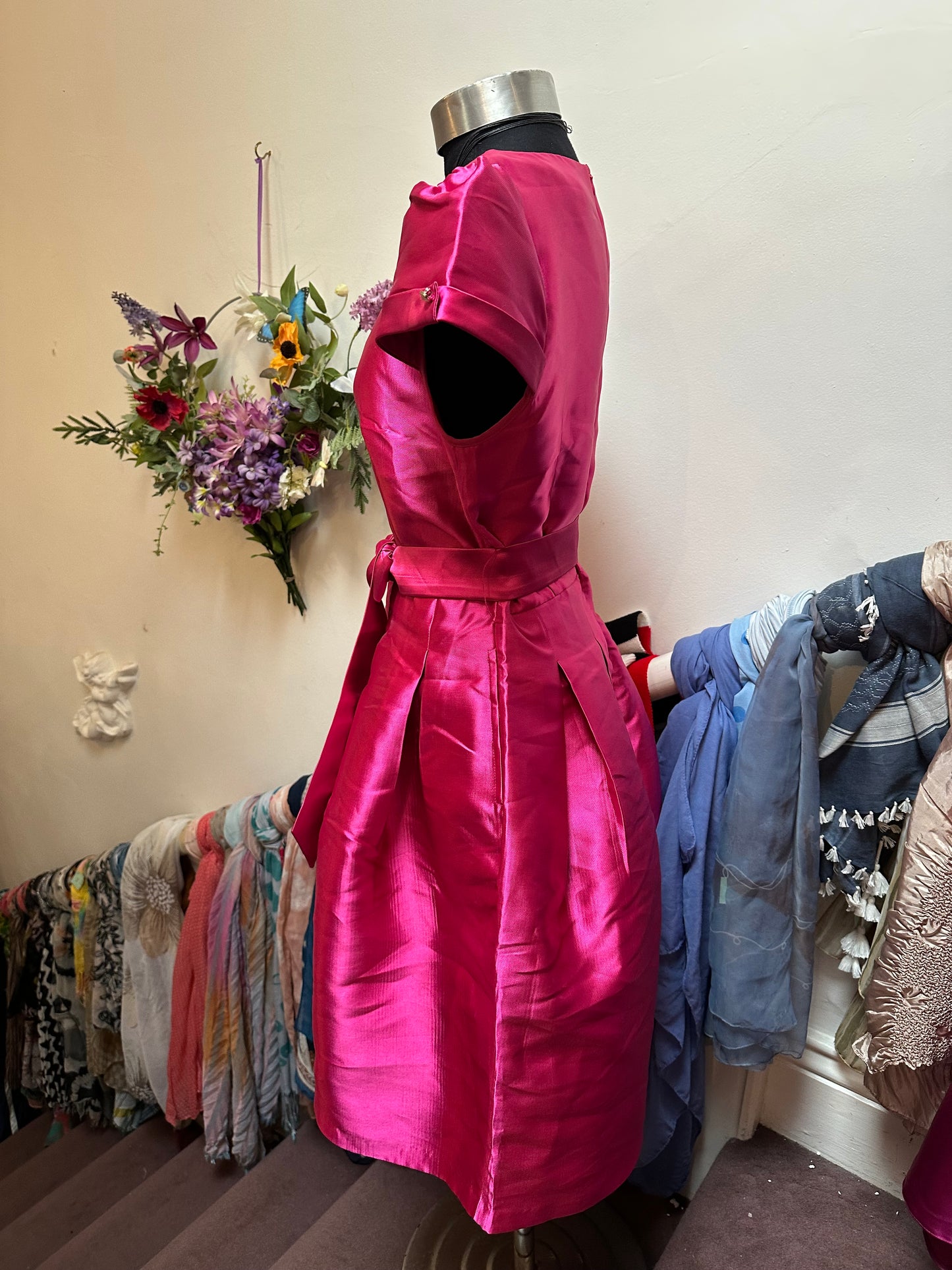 Designer Renata Stunning Hot Pink Dress Size 14 but small fitting