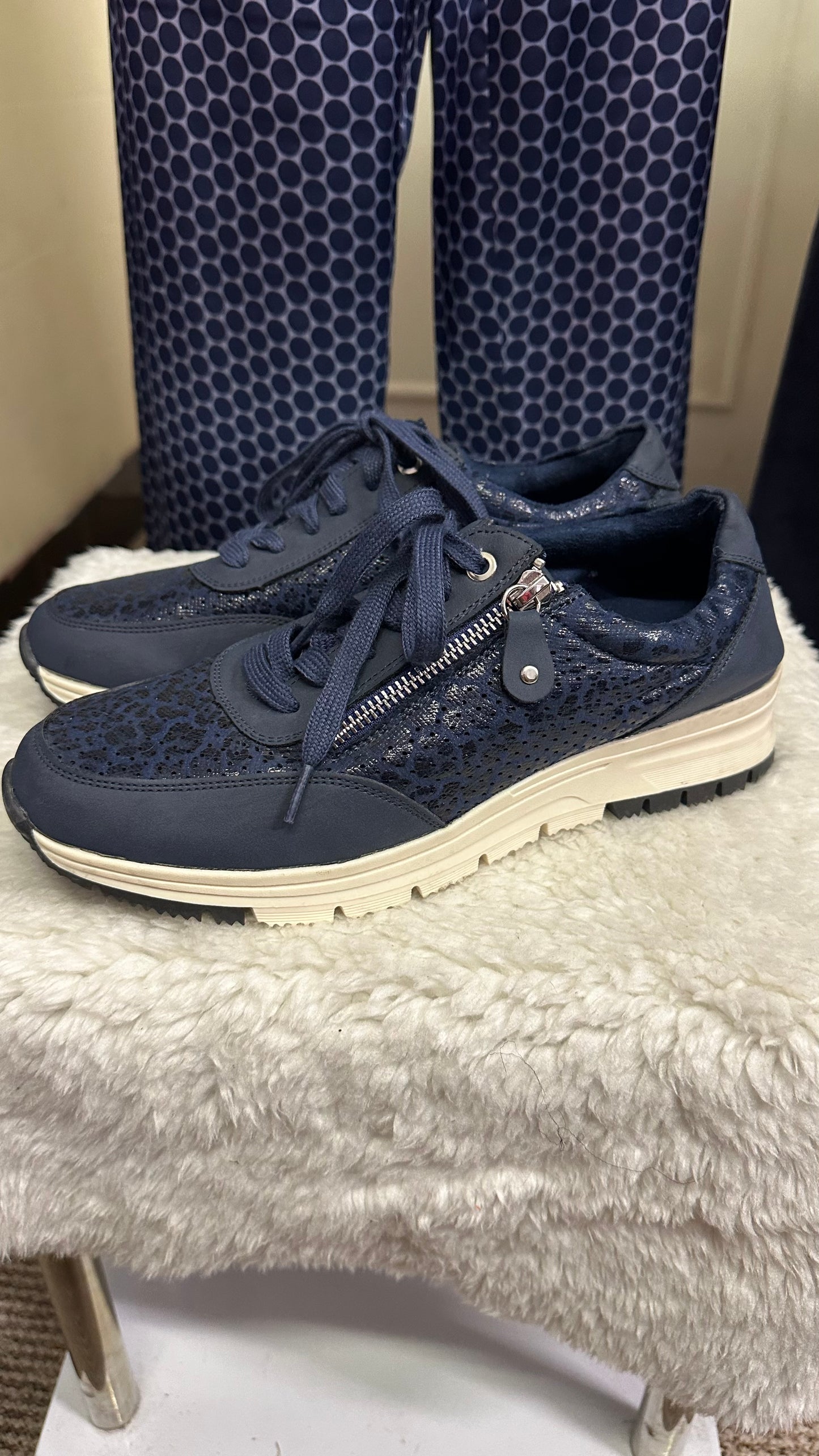 Pavers Navy Trainers Size 6.5 (EU 40)
