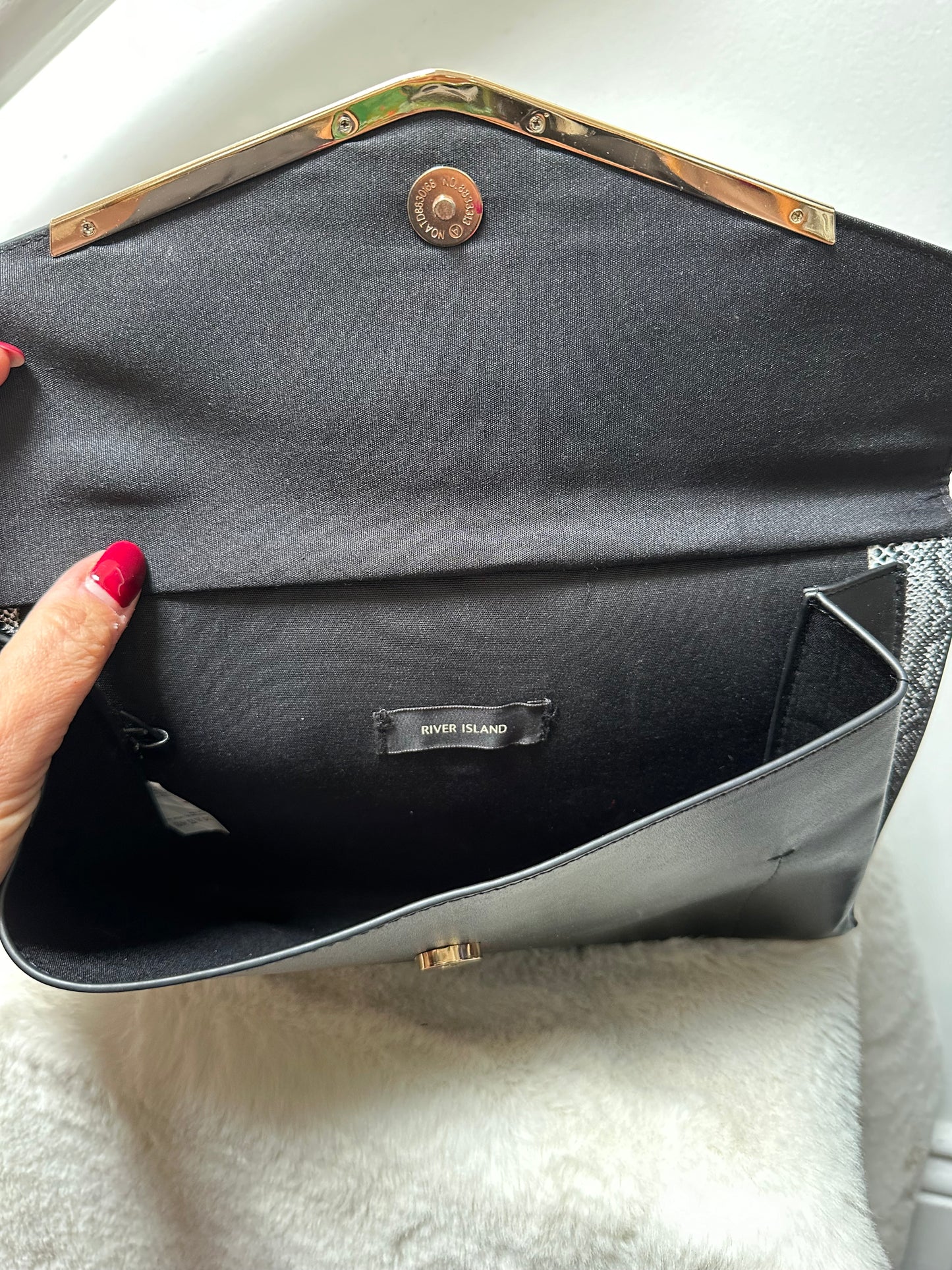 River Island Black Clutch