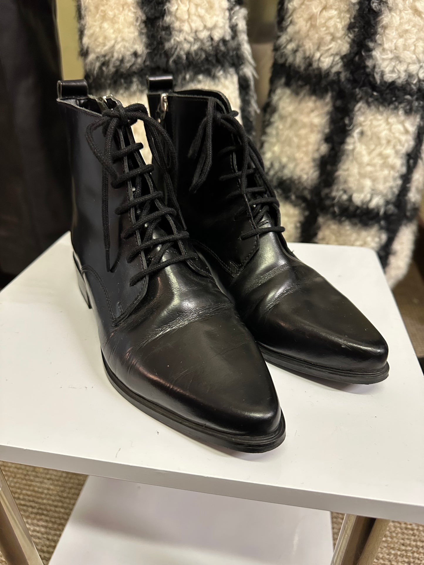 Mango Leather Boots Size 4