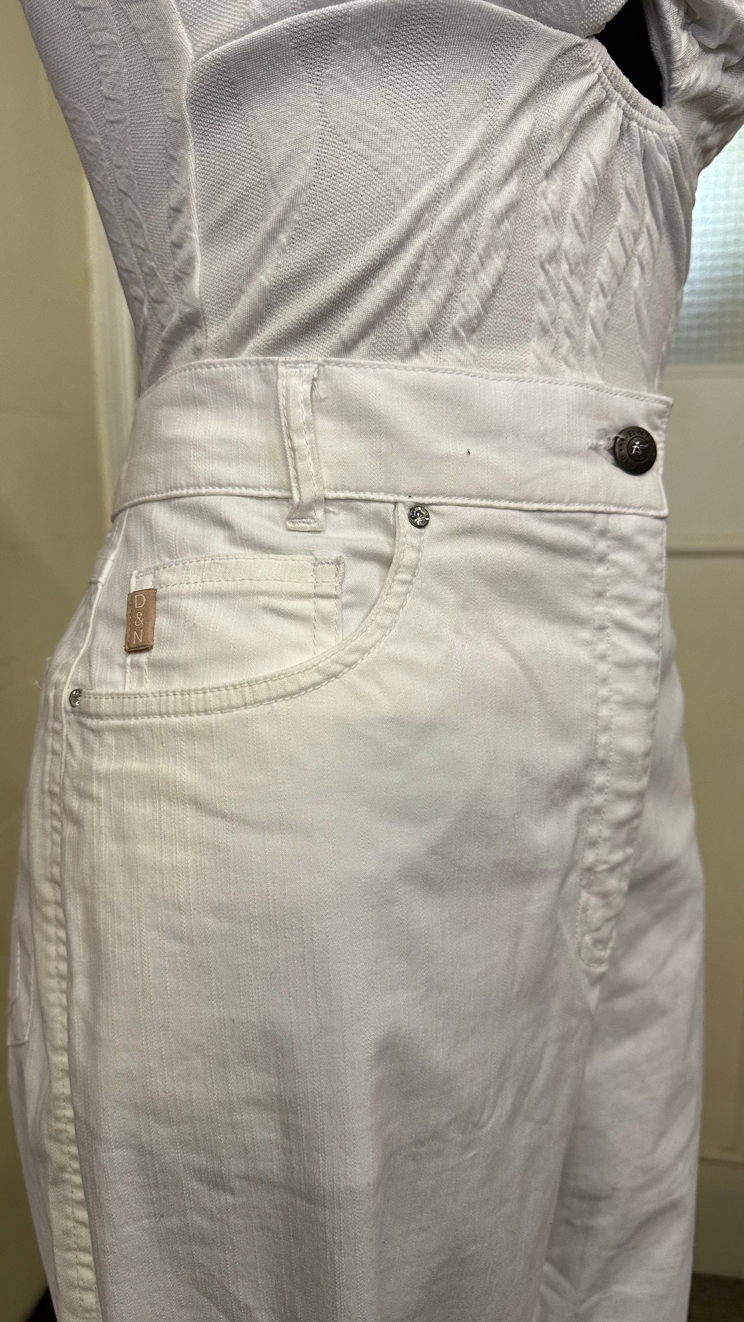 D&N De Raad Stretchy White Jeans 90% Cotton Size16 but small fitting