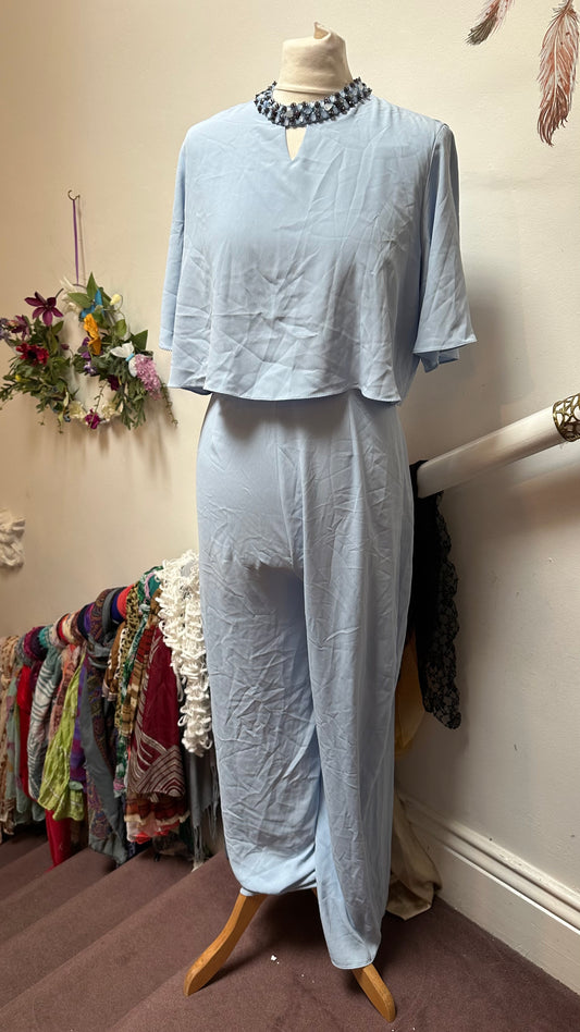 Dorothy Perkins Baby Blue Jumpsuit New with Tags Size 12 but small fitting RRP €60