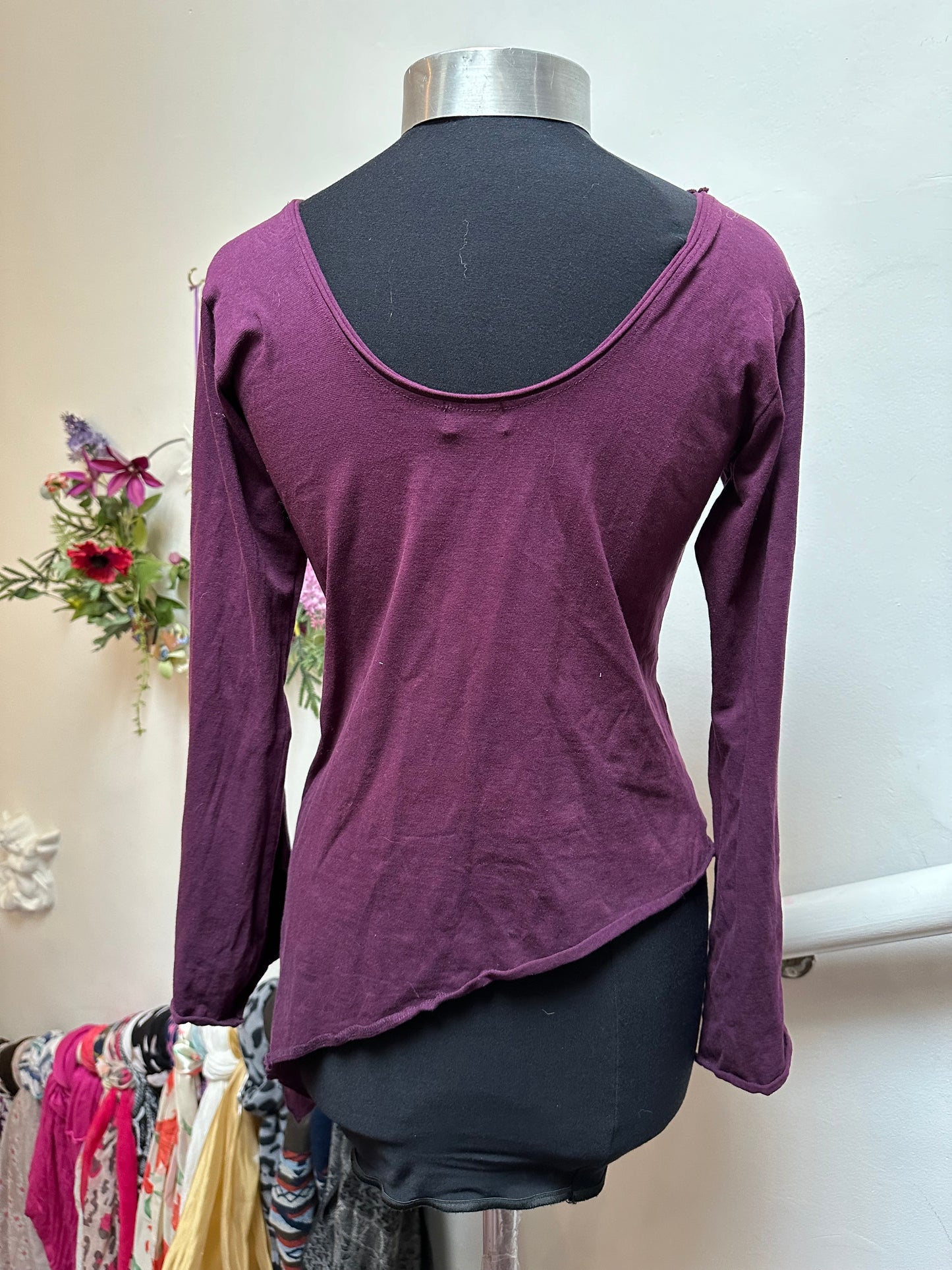 Altshop Aubergine Asymmetrical Top, Size S