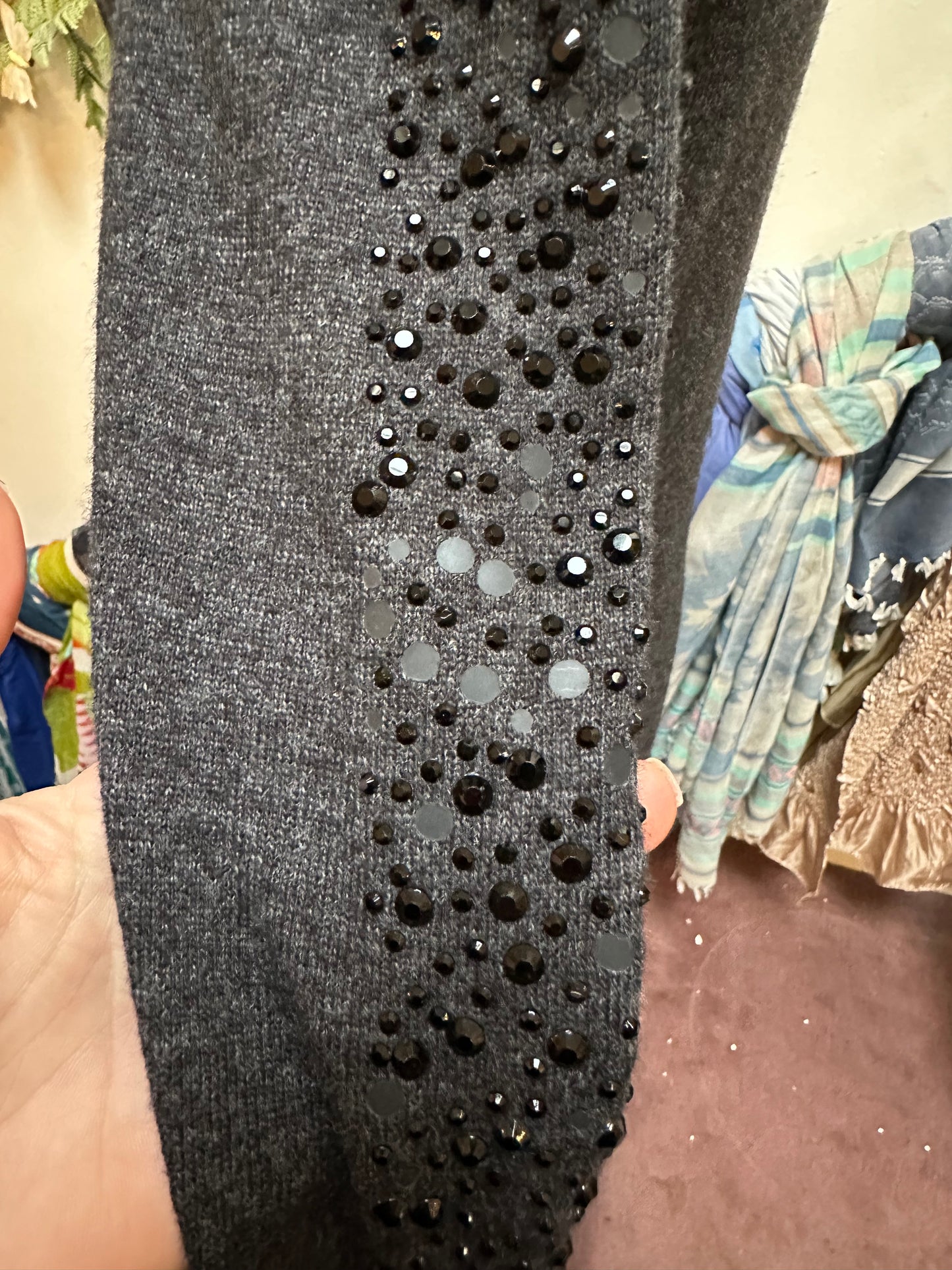 Designer Clements Ribeiro Knitted Dress with Lambswool & Cashmere Size 8 some sequins missing, see last photo