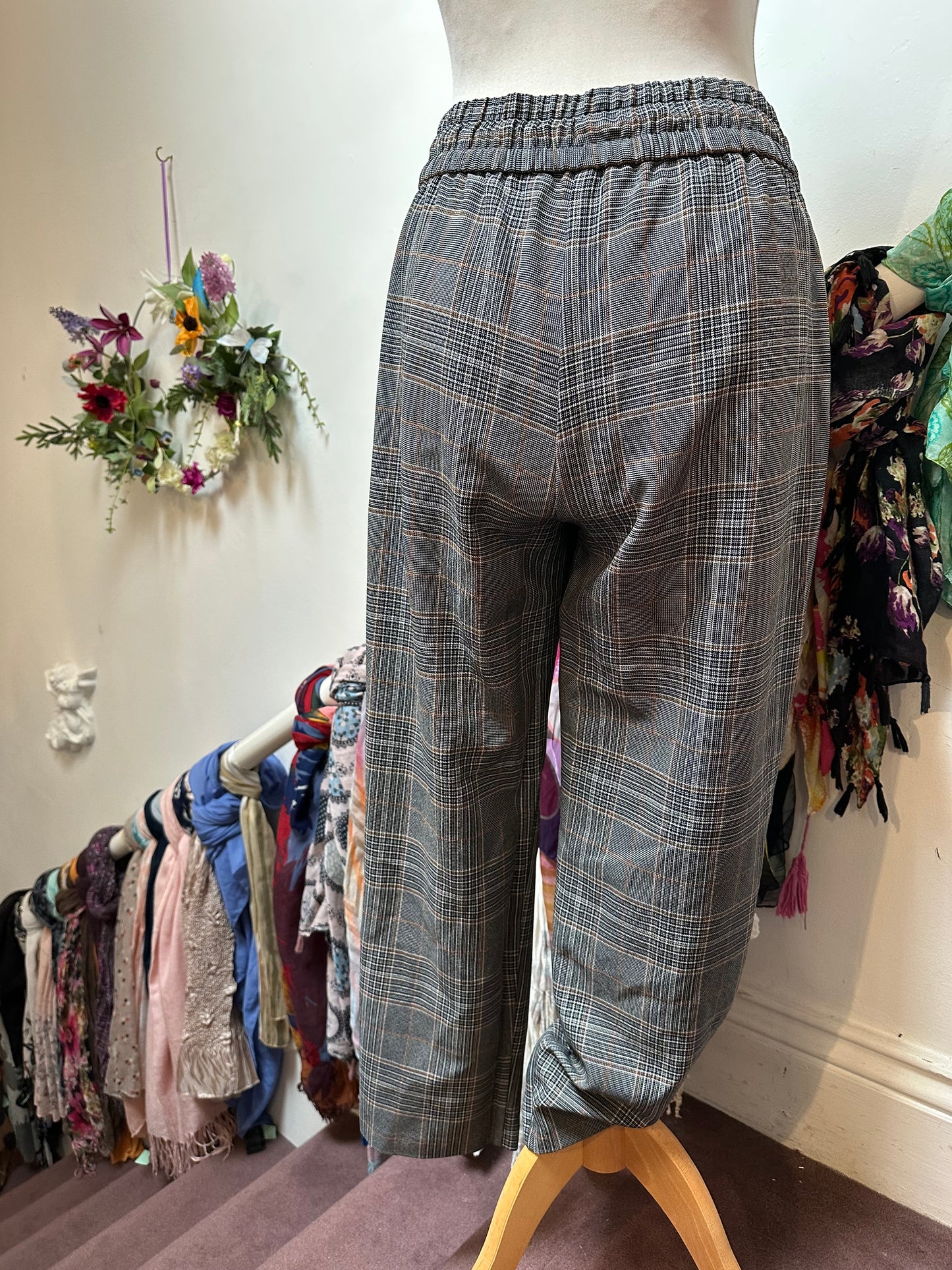 Primark Houndstooth Drawstring Trousers Size 14