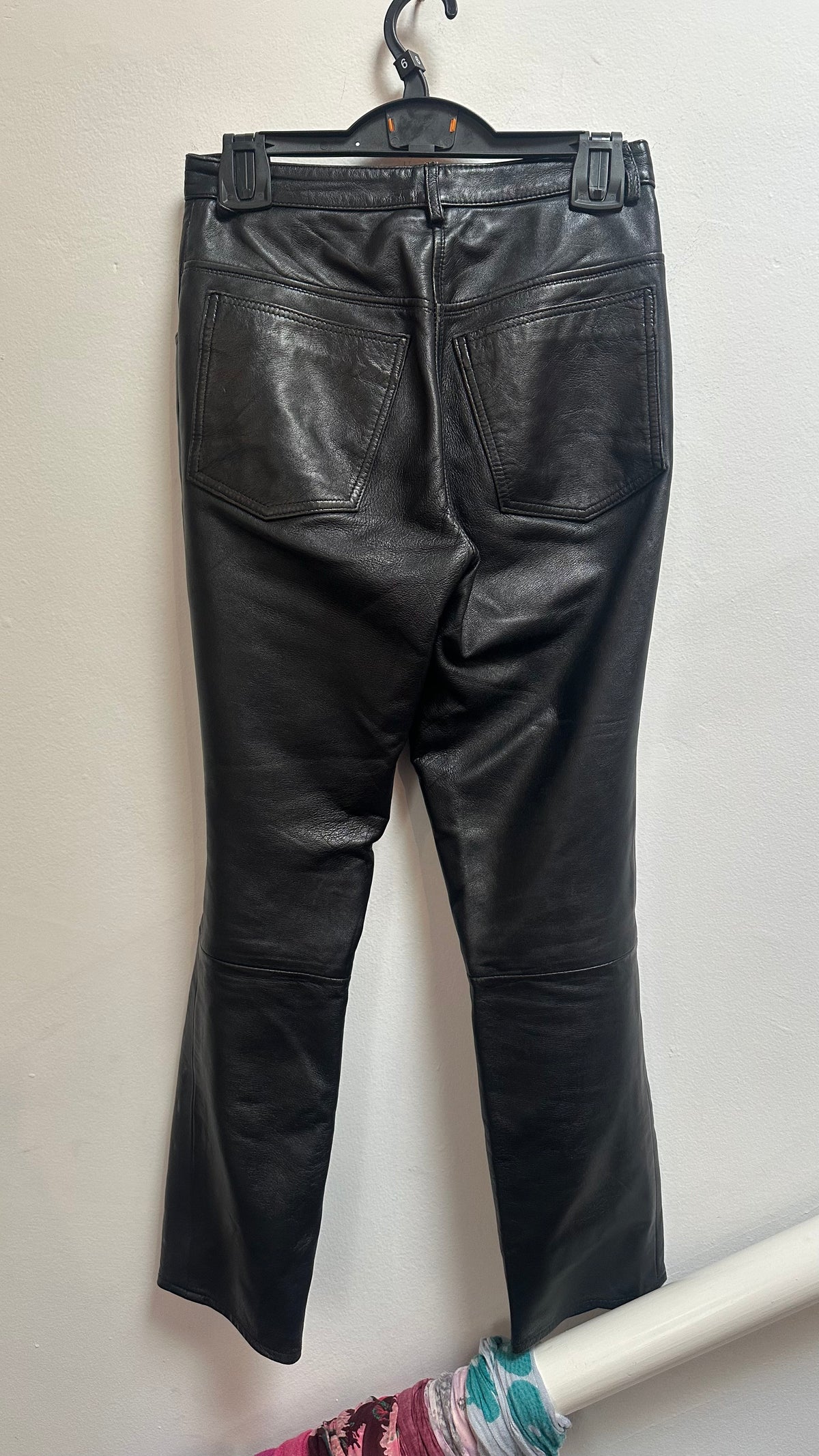 Real Leather High Waisted Trousers Size 6 (EU 34) Mark on one knee (see last photo)