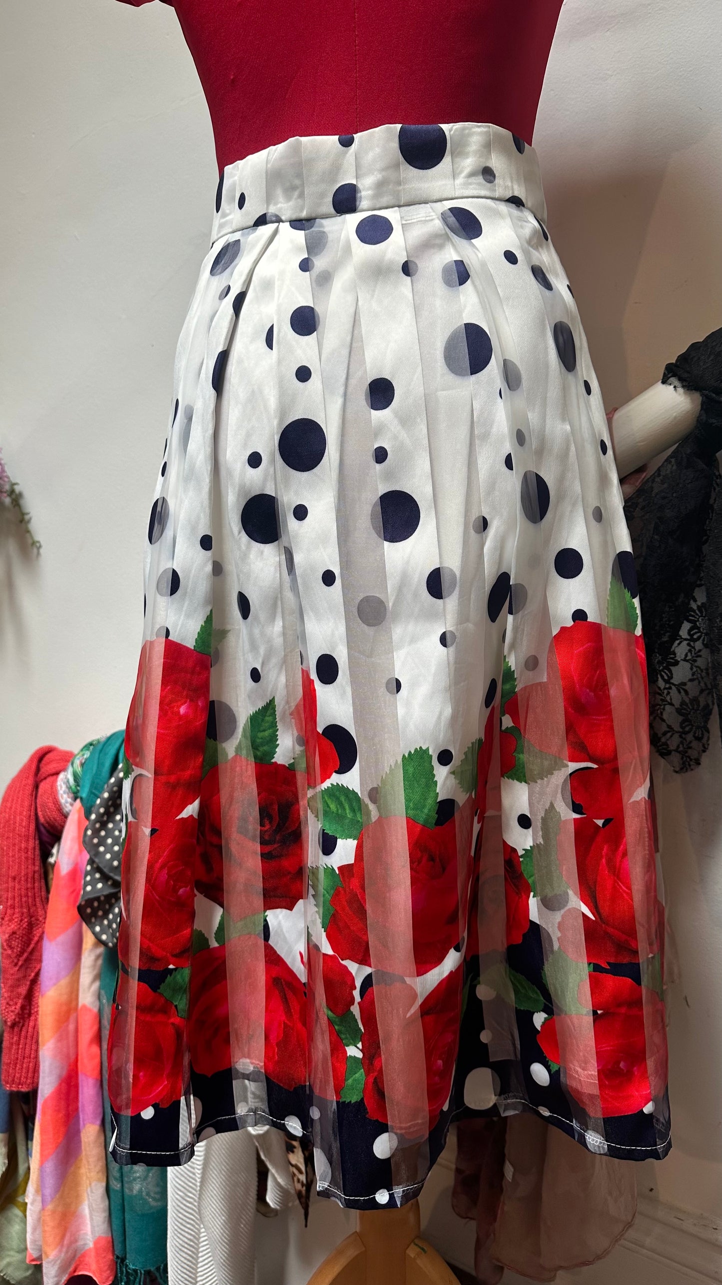 Marc Angela Polkadot Rose Skirt Size 16