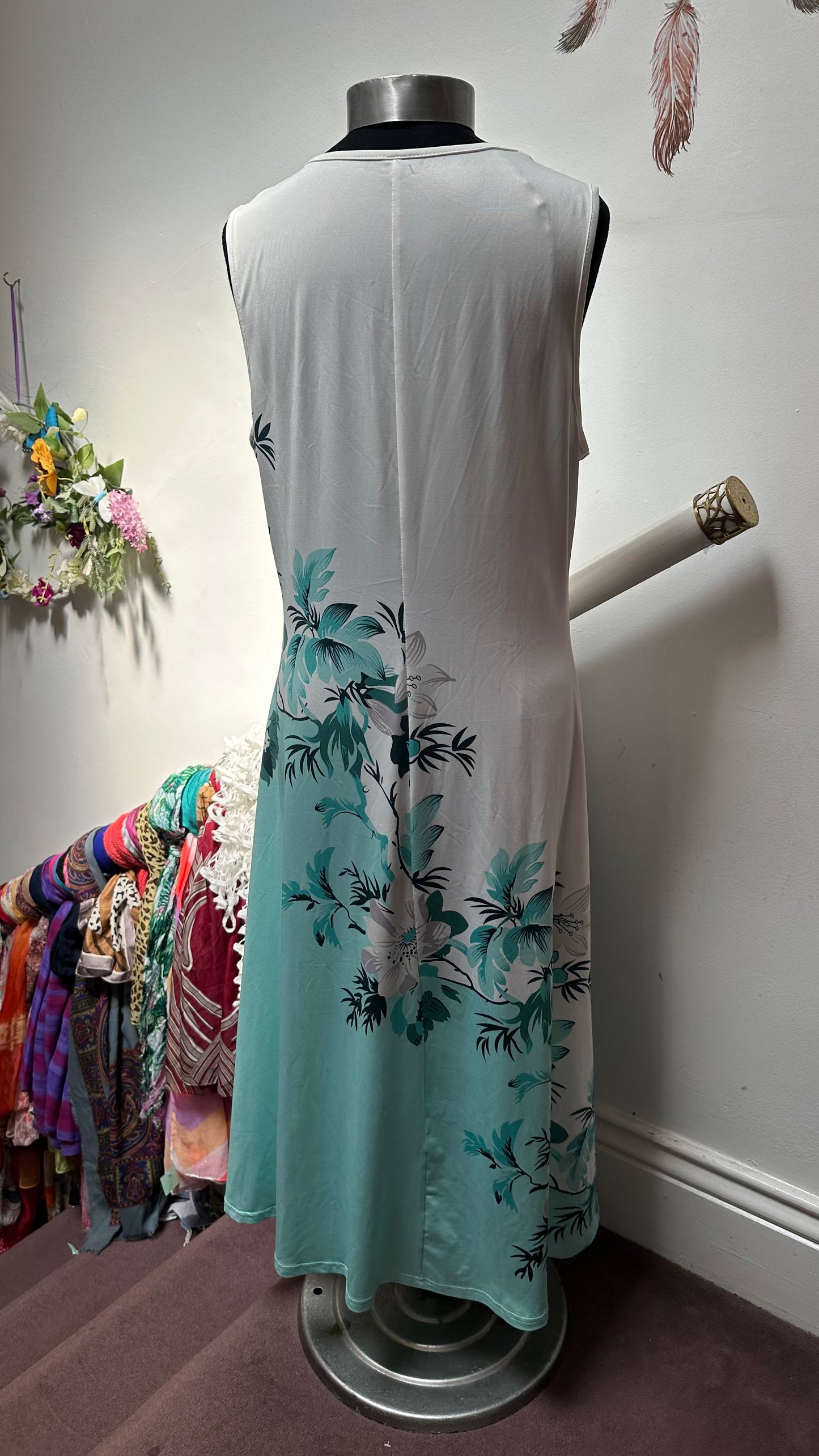 Turquoise Floral Dress Best Fit Size L