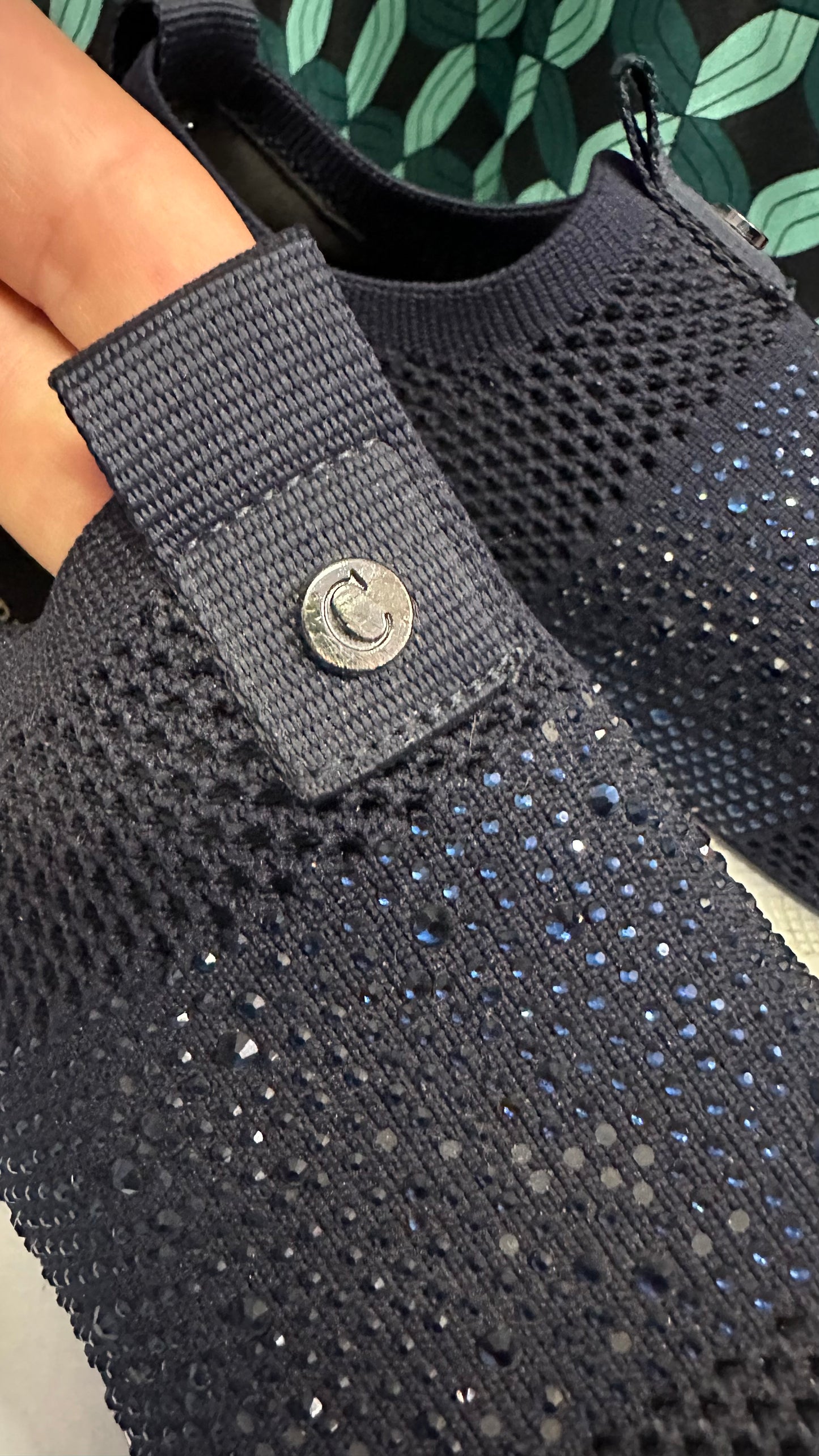 Carvela Navy Sparkle Trainers Size 6.5 EU 40