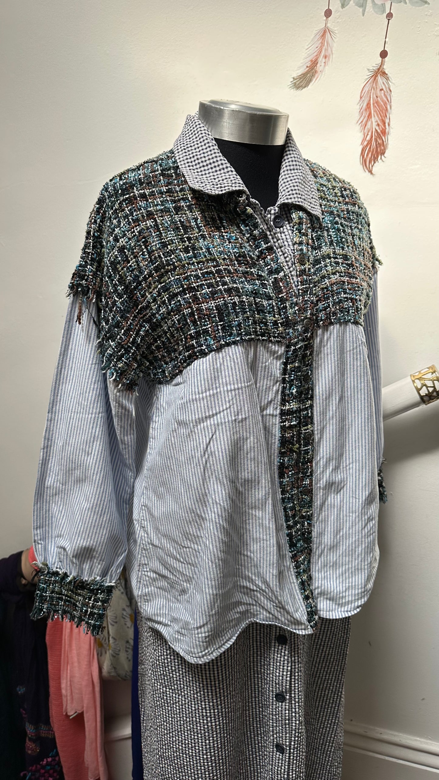 Zara blouse with Fringed Woven Detail Size M
