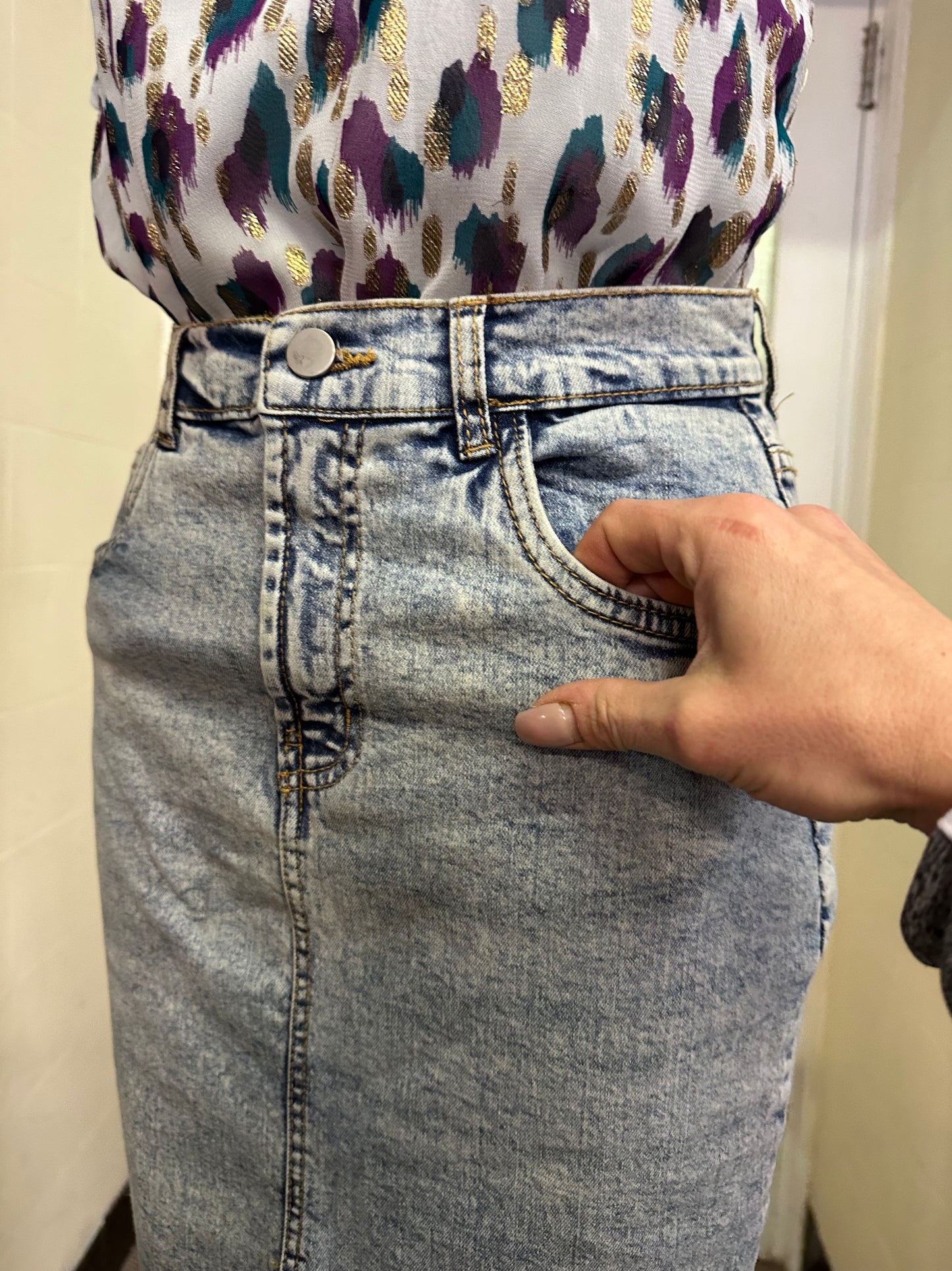 Dunnes Denim Front Split Skirt Size 10