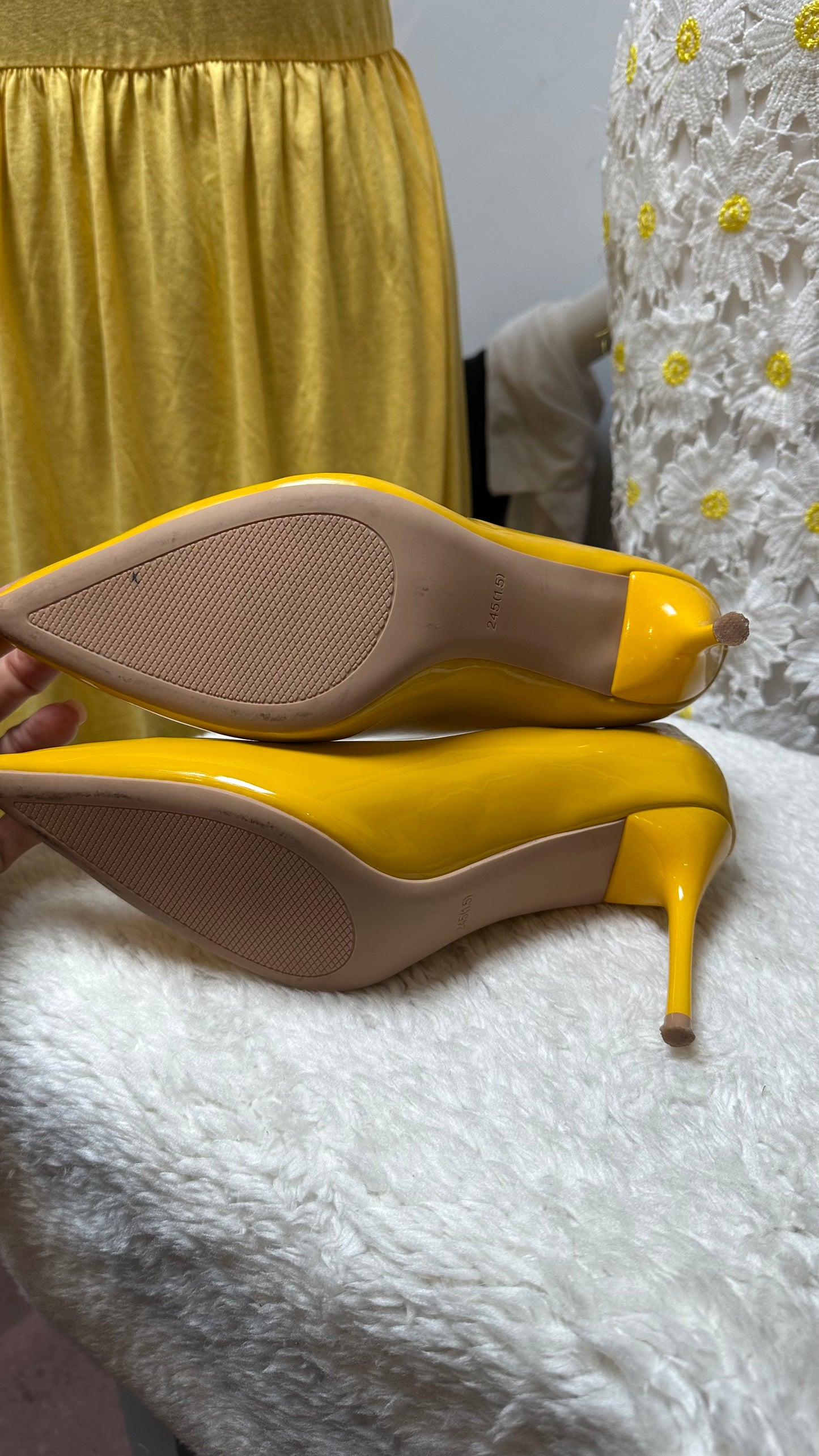 Yellow Patent Heels As New Best Fit Size