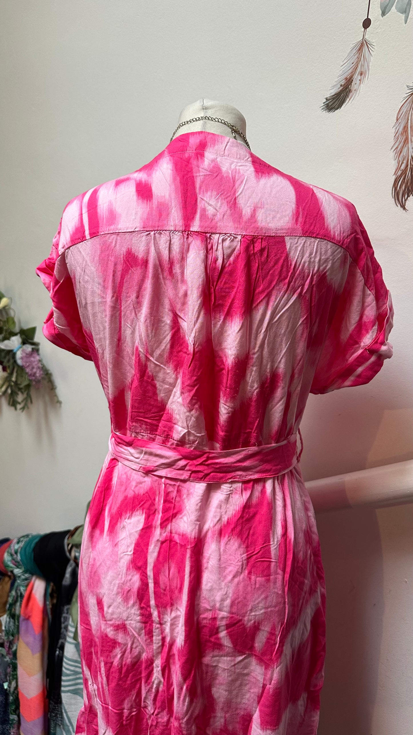 Pink Tie Dye Viscose Dress Size 12