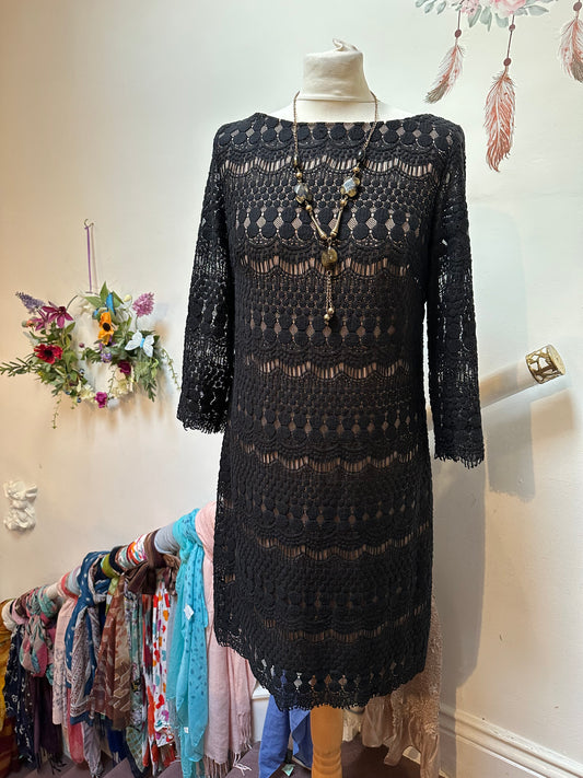 Designer Jessica Howard Lace Overlay Shift Dress Size 12