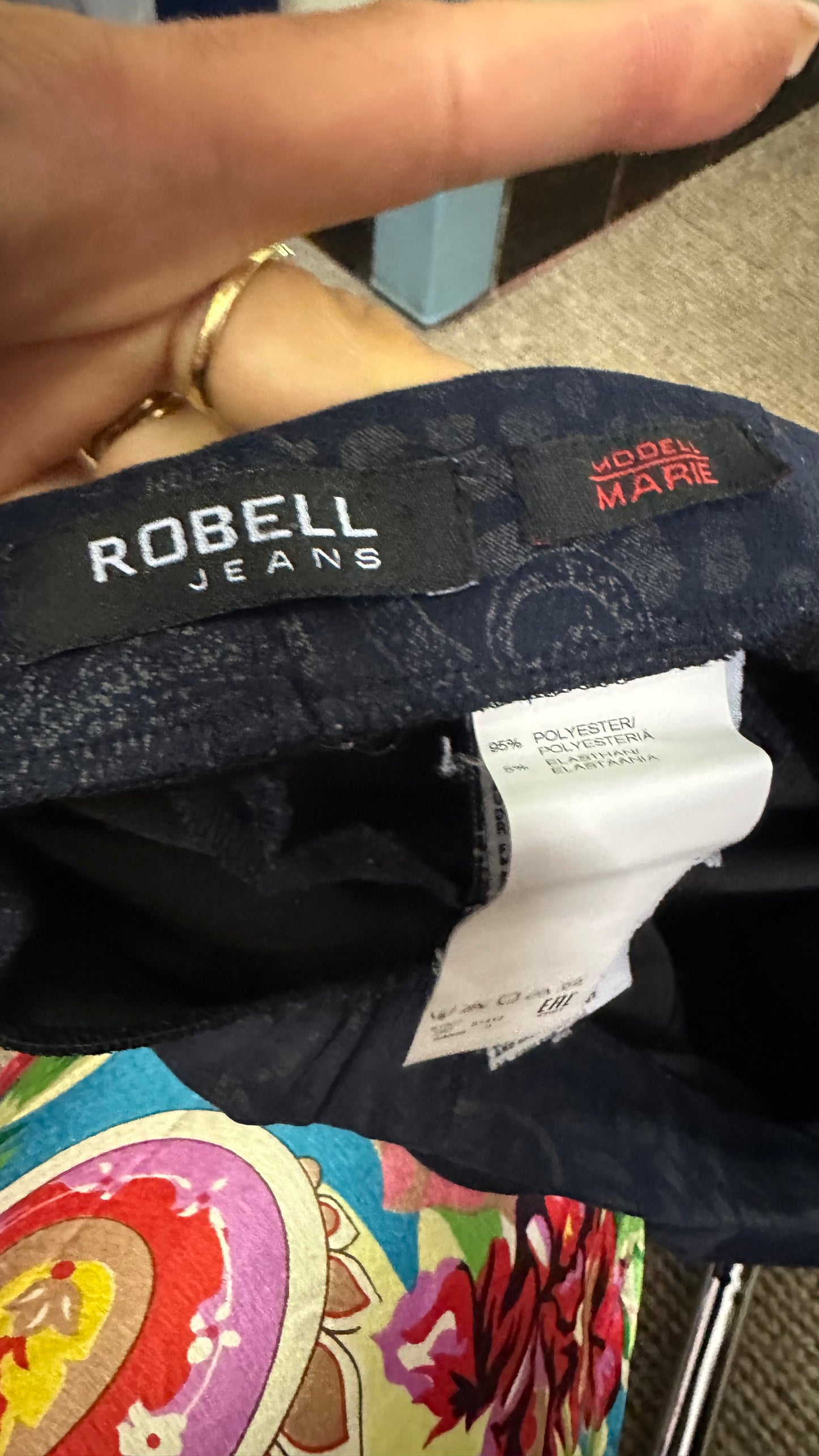 Robell Navy Stretchy Trousers Size 12