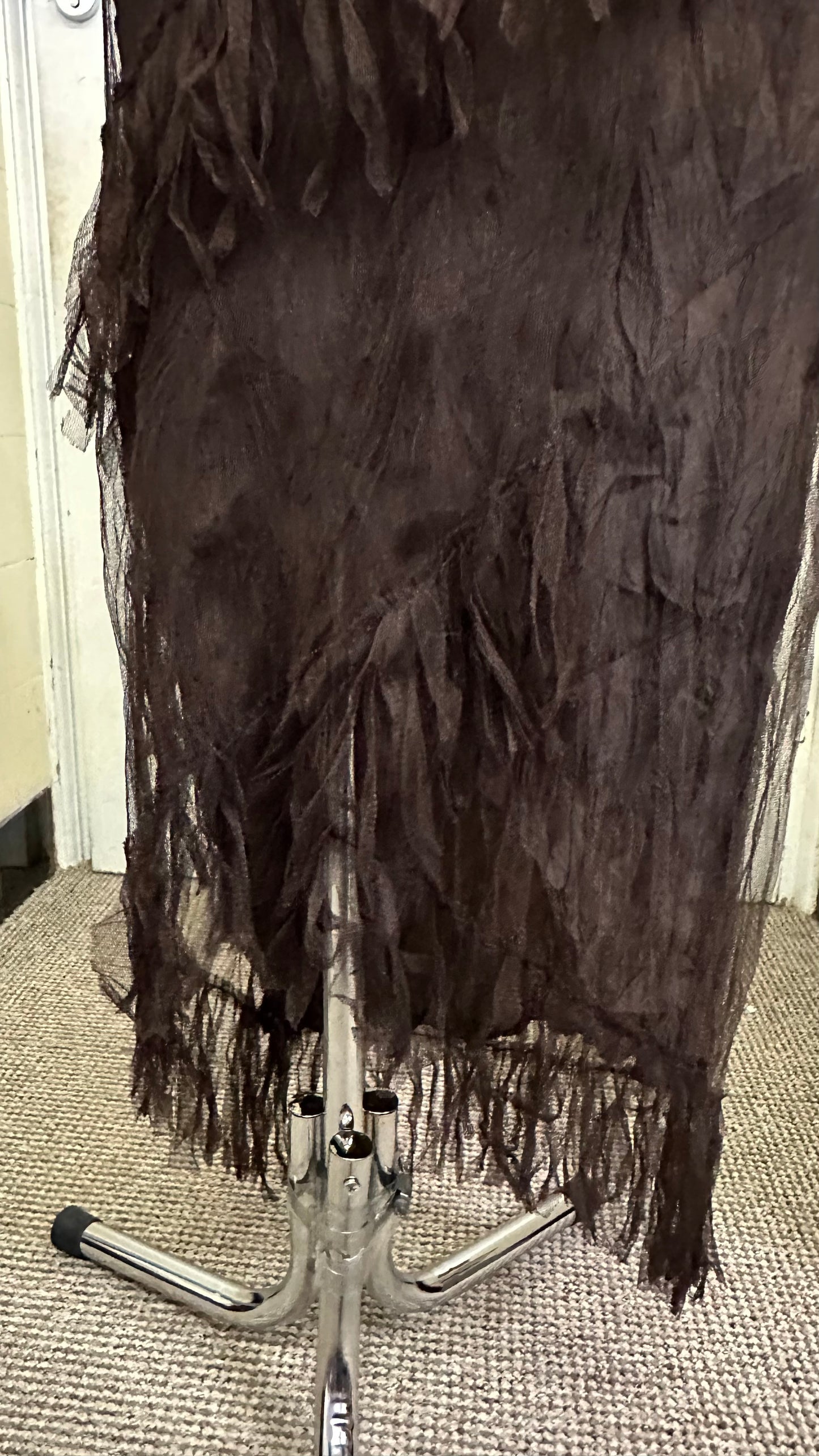 Vintage Regine Chocolate Brown Fringed Skirt Best Fit Size M