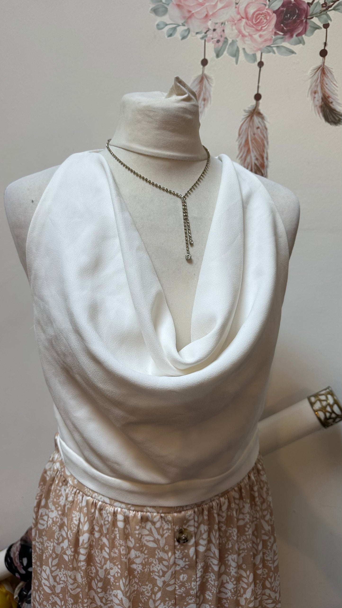 Zara White Cowl Neck Top Size M but small fitting