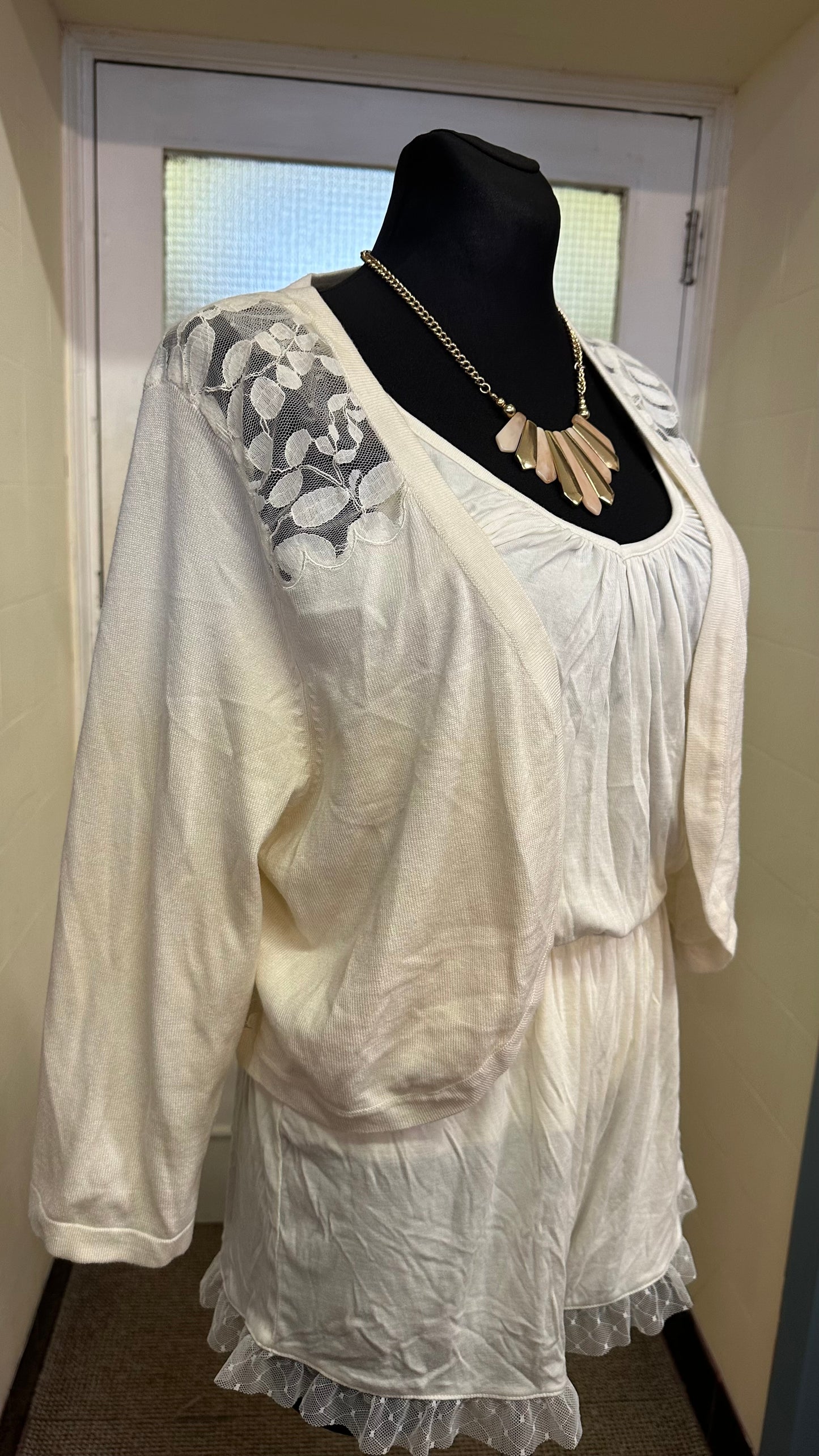 Libra Off White Ornate Cardigan Best Fit Size M/L