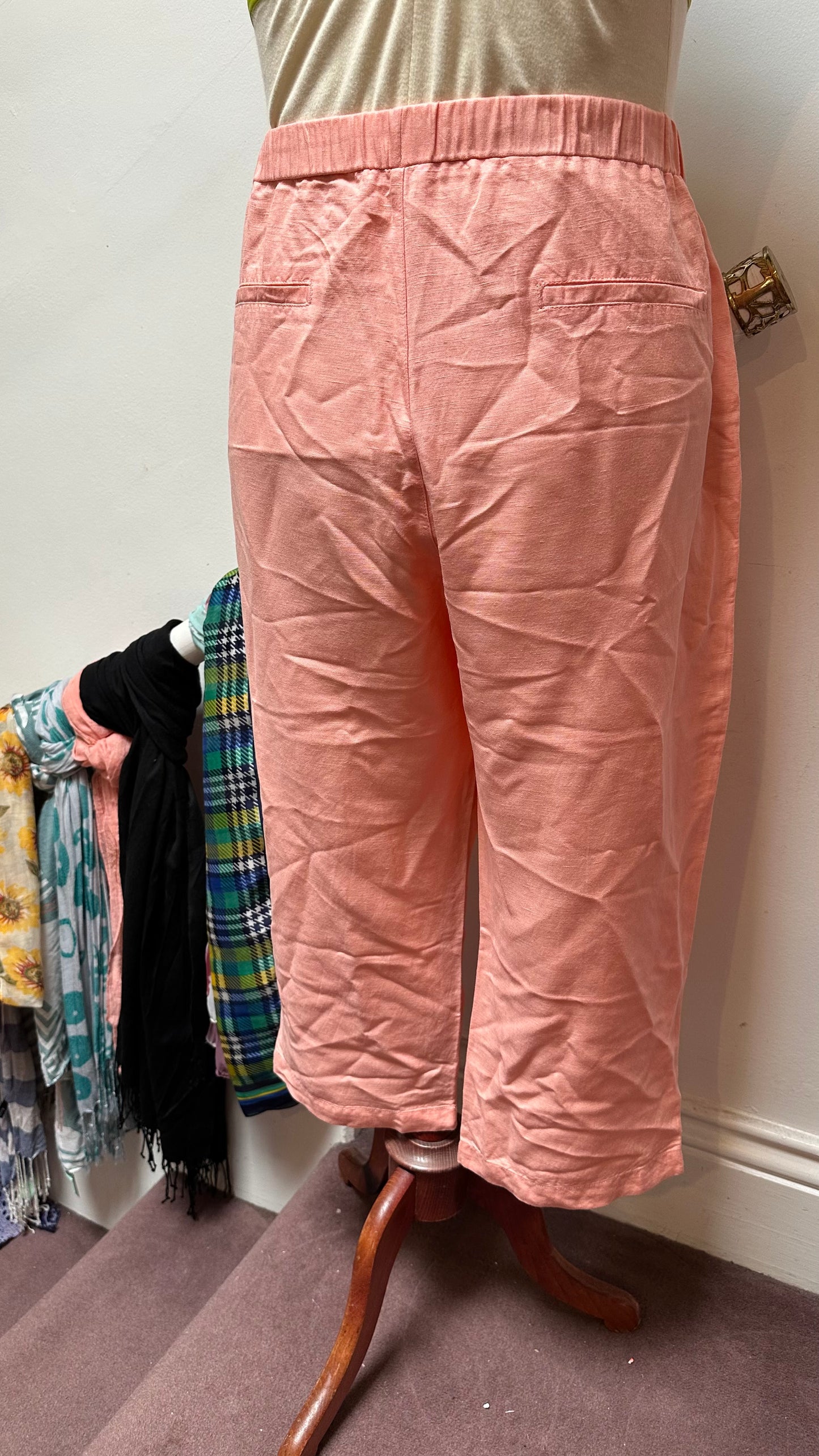 Dunnes Peach Trousers 55% Linen Trousers Size 20